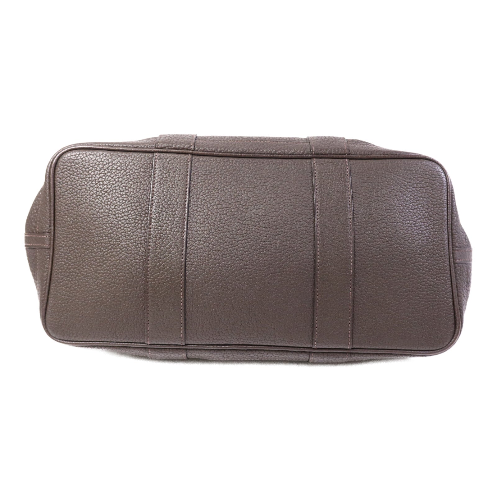 HERMES Negonda皮革GardenParty PM銀扣手挽袋Chocolat