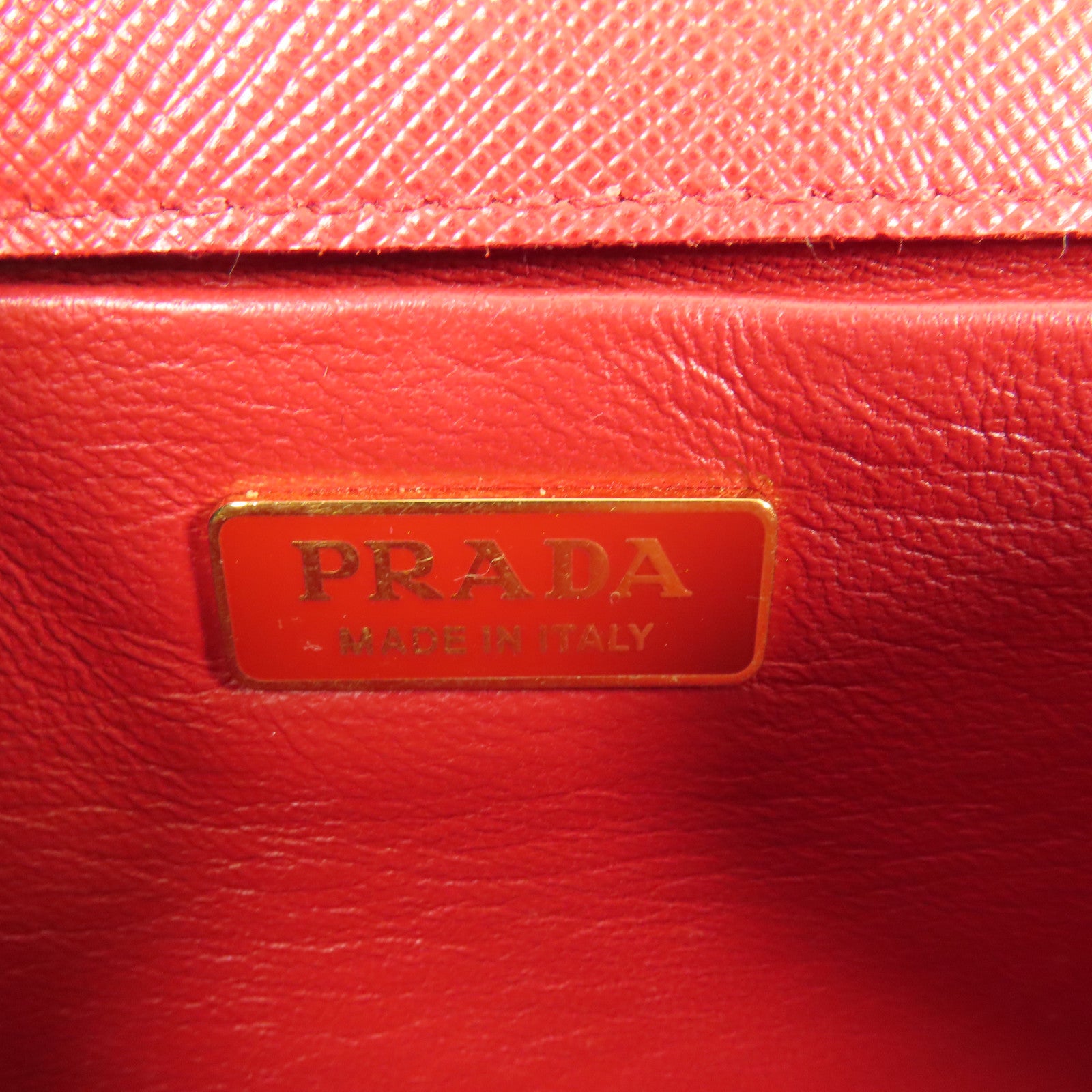 PRADA GHW Chain Wallet Shoulder Bag Saffiano Leather Red