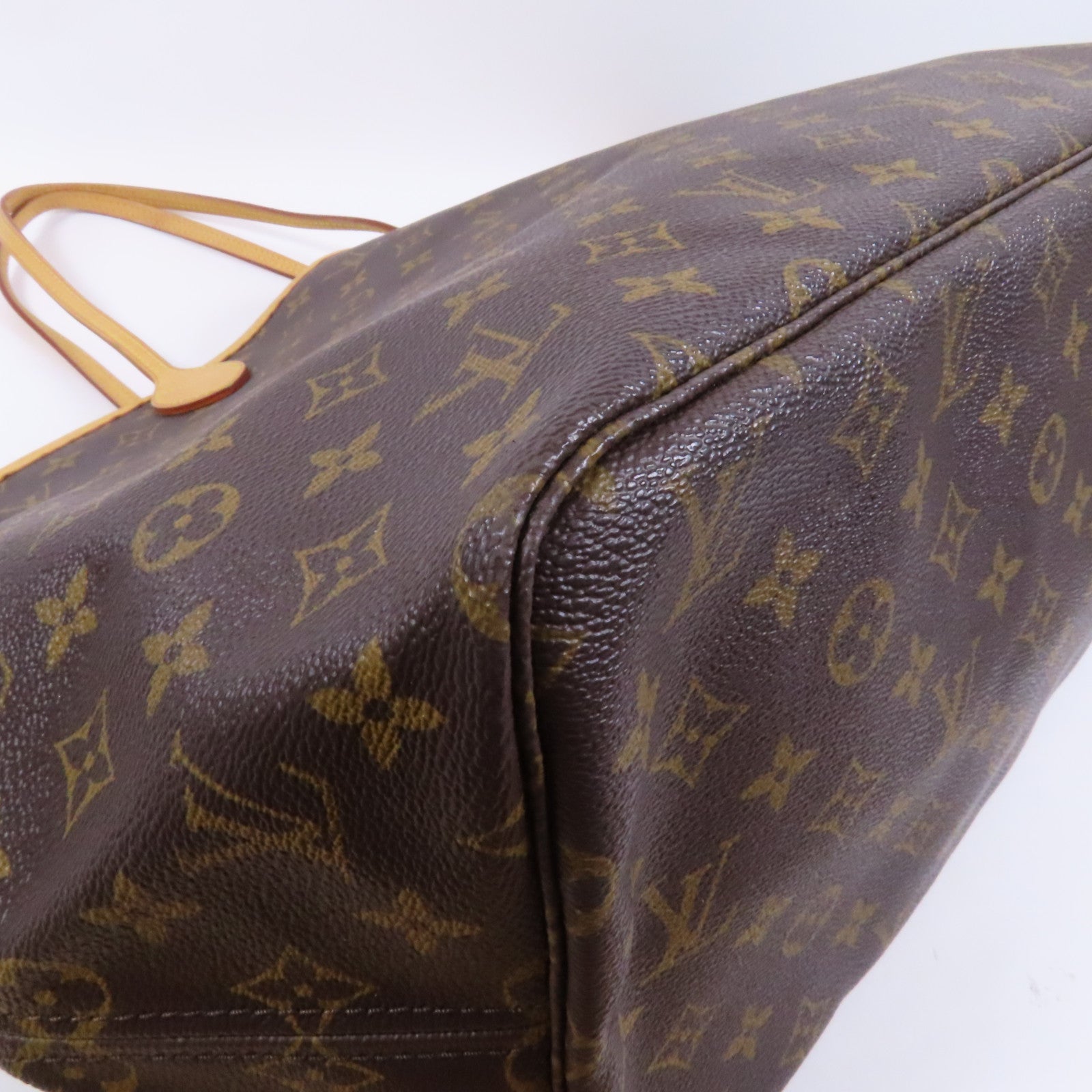 LOUIS VUITTON Monogram Neverfull GM金扣手挽袋啡色