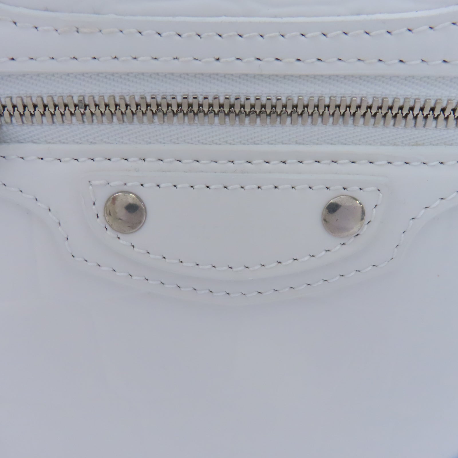 BALENCIAGA 牛皮皮革Neoclassical Mini銀扣手挽肩背兩用袋白色