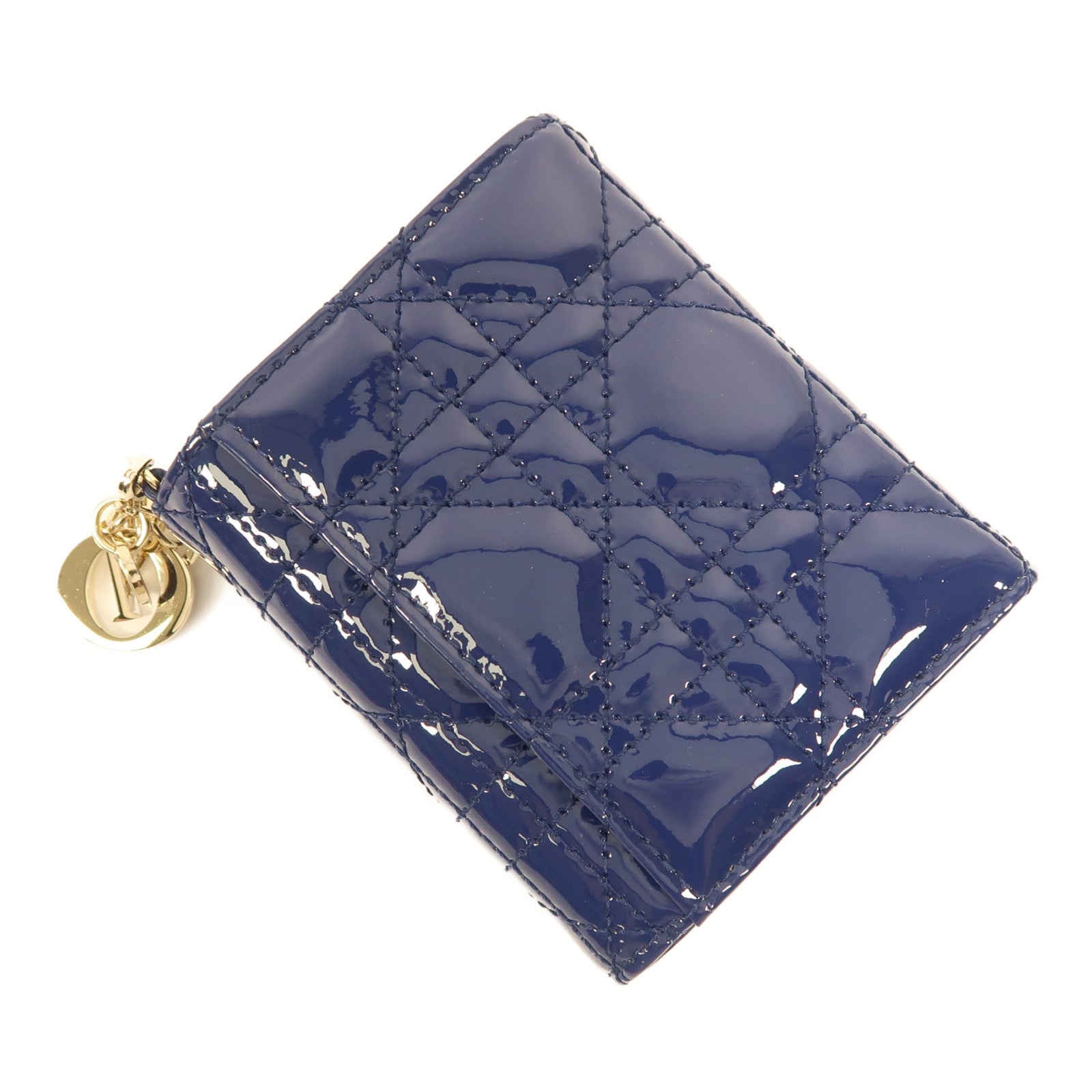 Dior 漆皮皮革Lady Dior Wallet金扣錢包