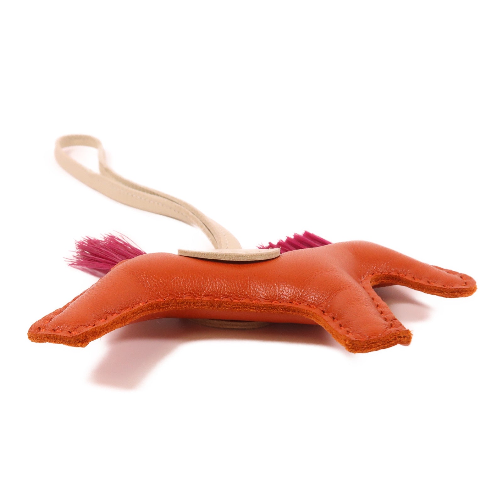 HERMES Milo皮革Rodeo PM掛飾Orange/Pink