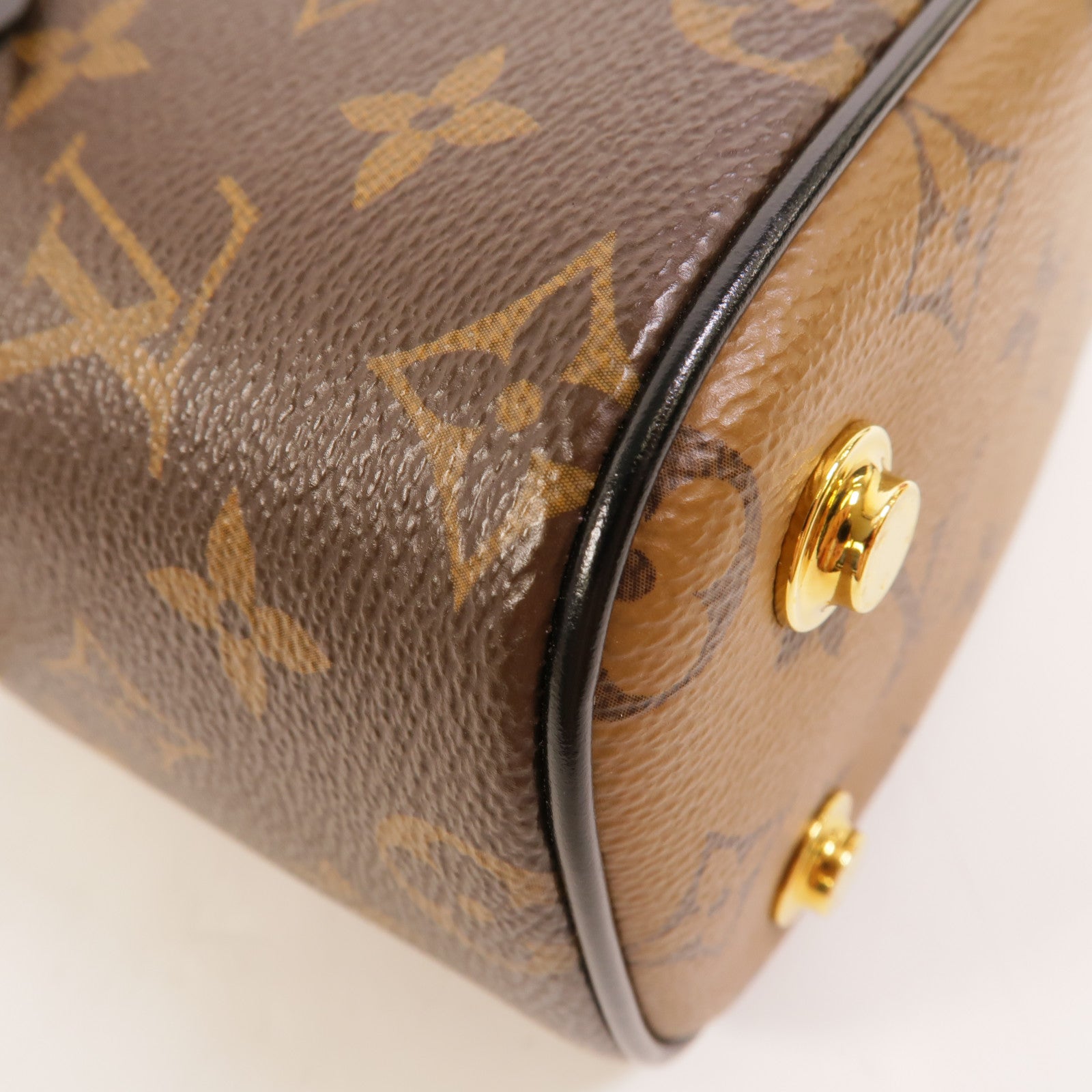 LOUIS VUITTON Monogram Reverse Vanity PM金扣手挽肩背兩用袋棕色