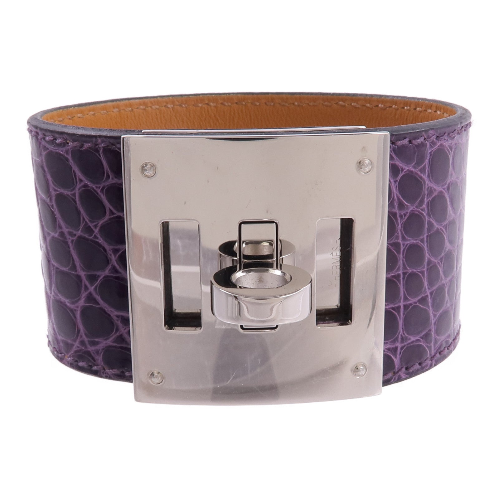 HERMES 【激減優惠】鱷魚皮革Kelly Dog手鐲Amethyst