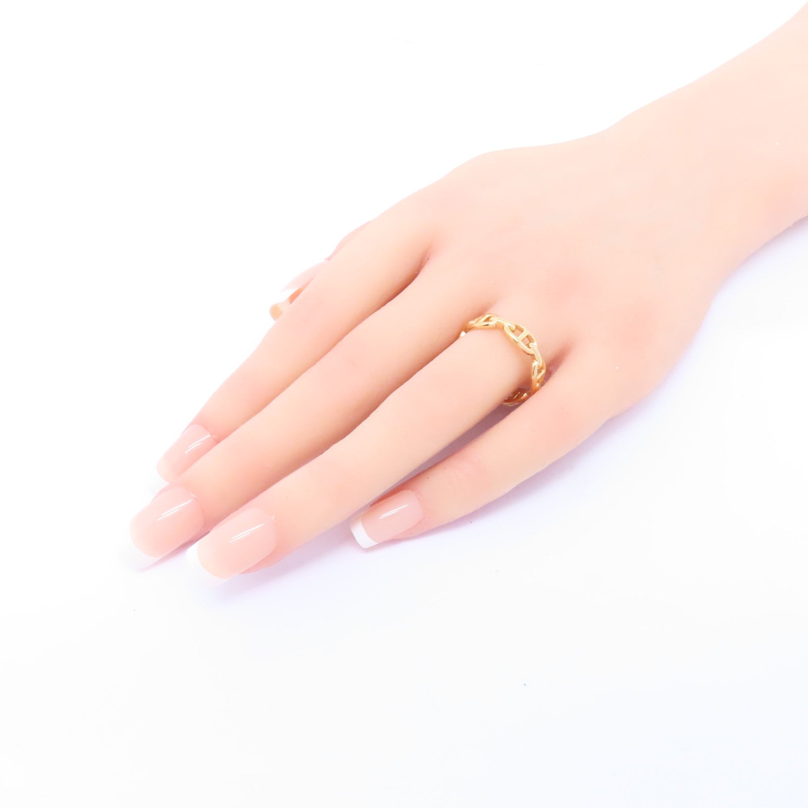 HERMES 18K玫瑰金Chaine Dancre Enchainee Ring戒指Hermes#58 US#8.25