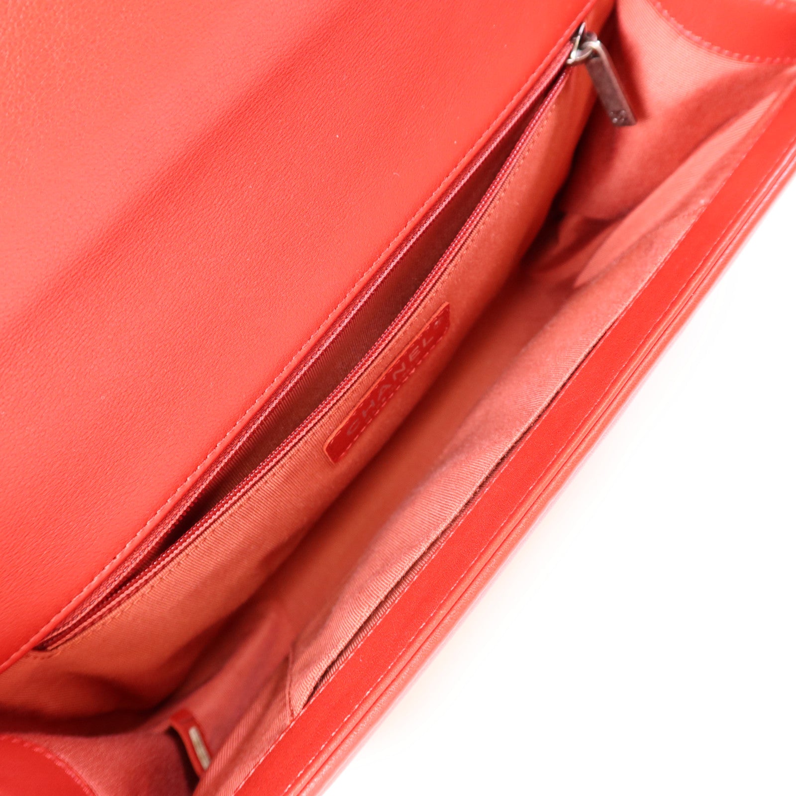 CHANEL CC SHW Boy 28 Chain Shoulder Bag Leather Red