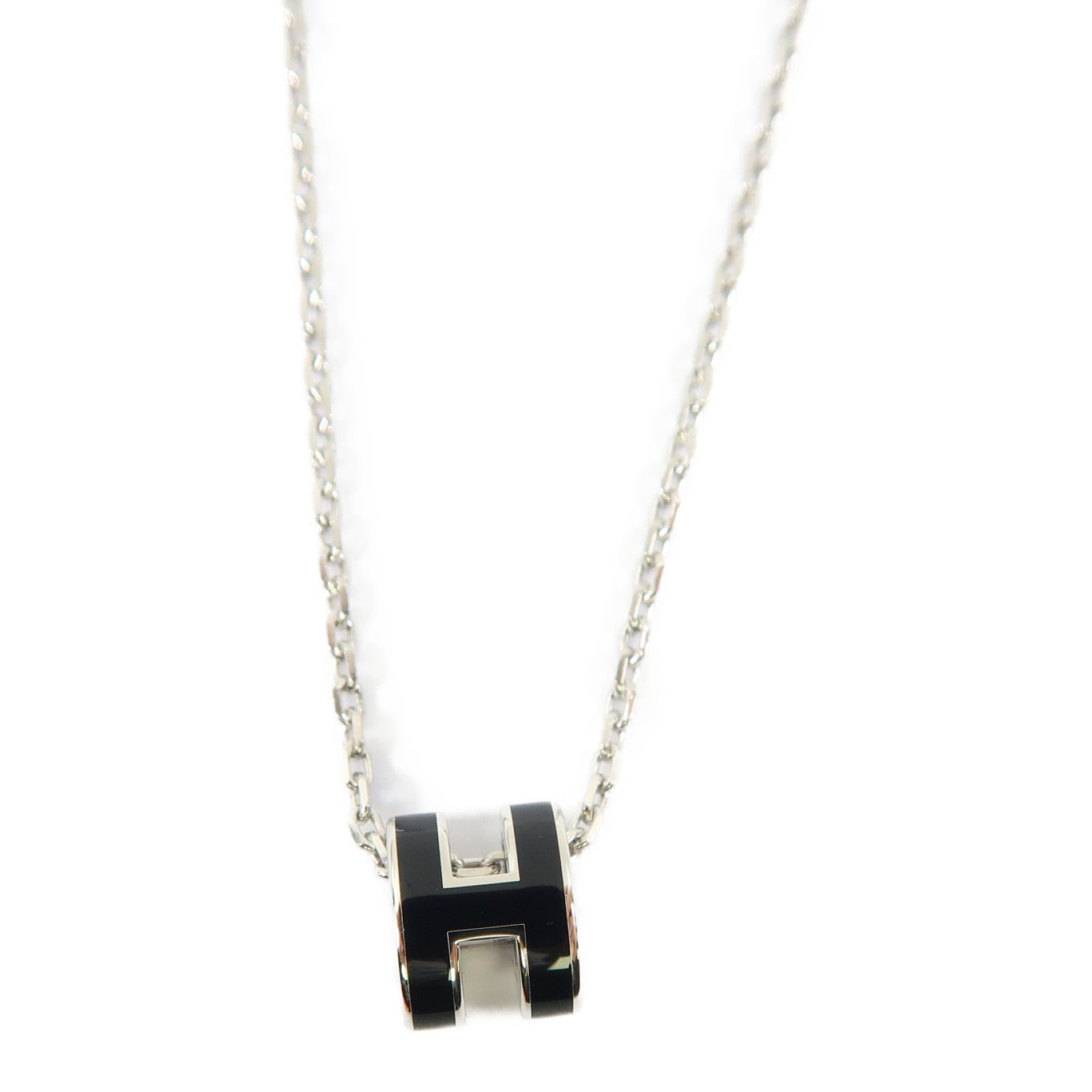 HERMES 金屬Mini Pop H項鍊銀色/黑色