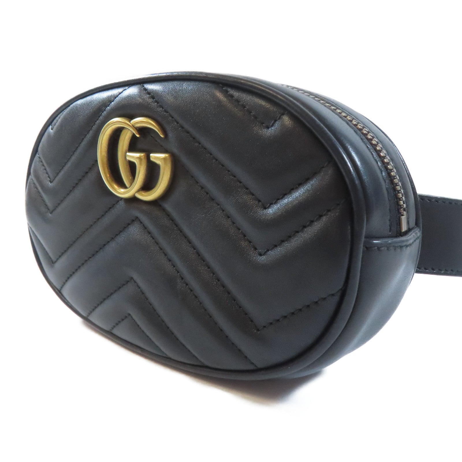 GUCCI 牛皮皮革GG Marmont Waist Bag金扣腰包黑色