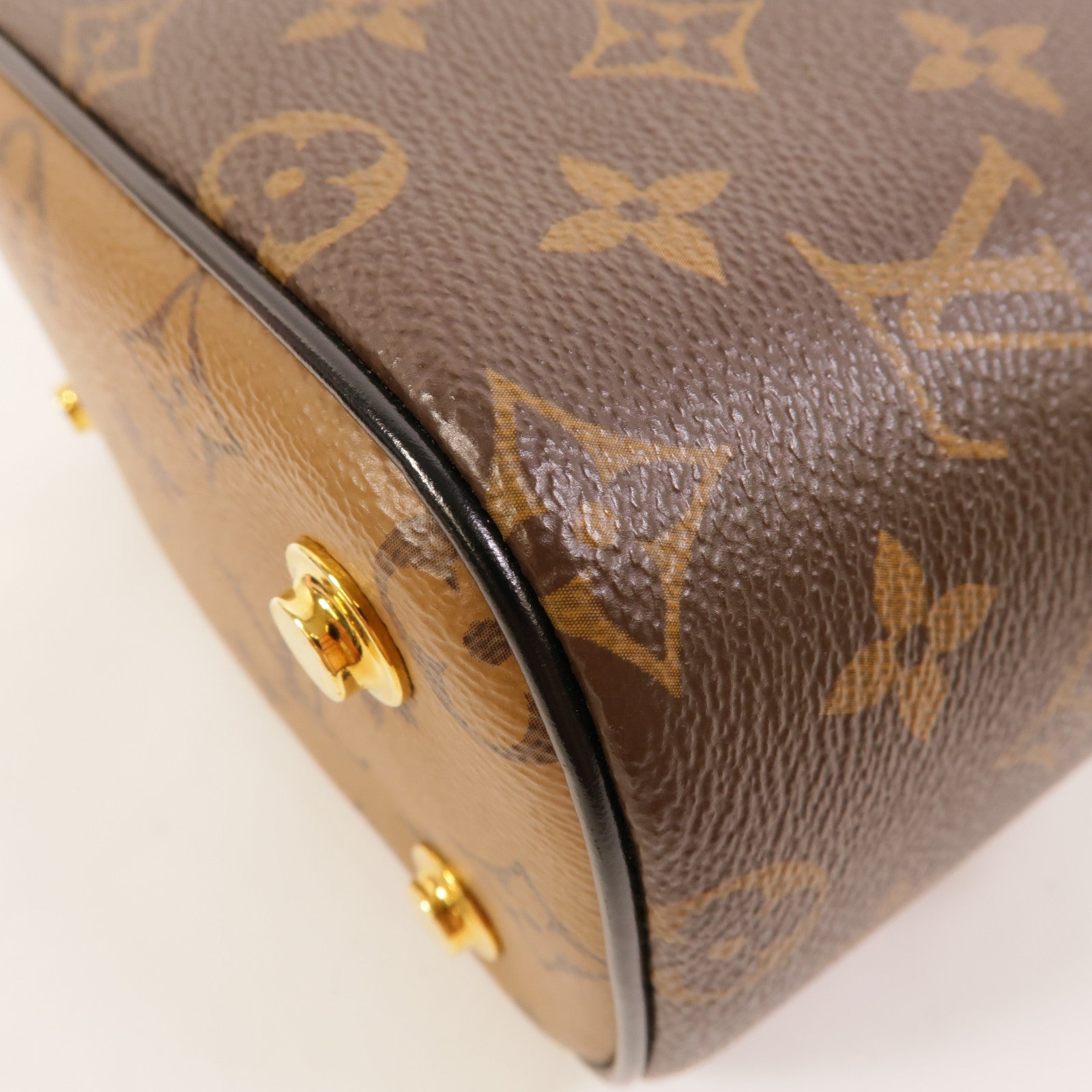 LOUIS VUITTON Monogram Reverse Vanity PM金扣手挽肩背兩用袋棕色