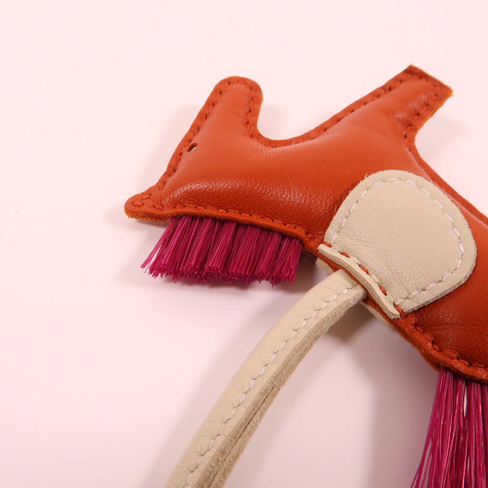 HERMES Milo皮革Rodeo PM掛飾Orange/Pink