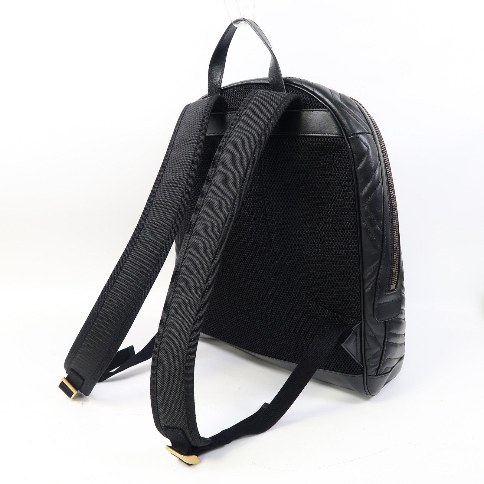 GUCCI 皮革Rucksack金扣背包黑色