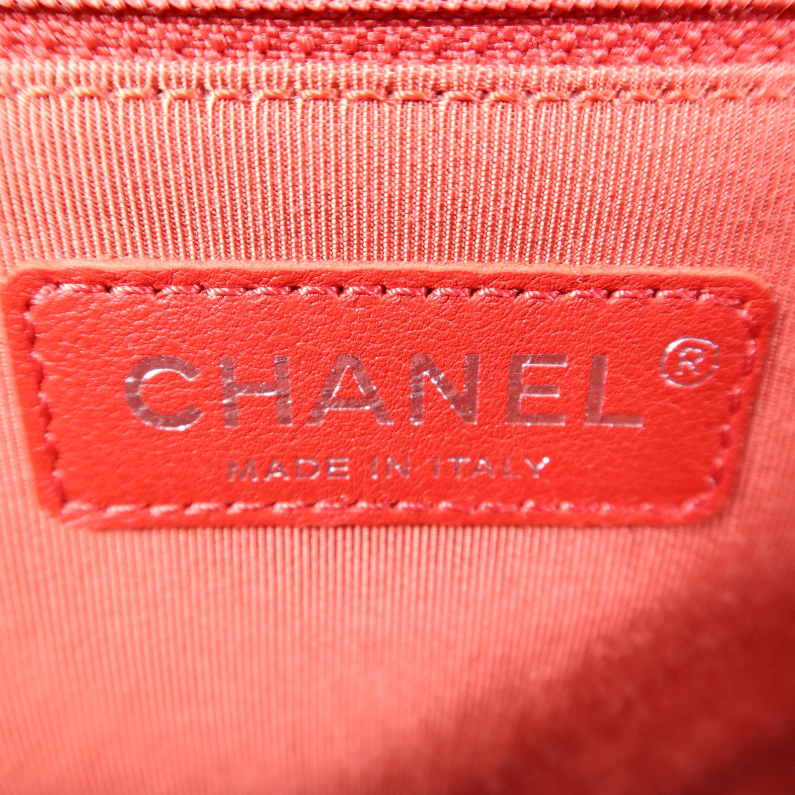 CHANEL CC SHW Boy 28 Chain Shoulder Bag Leather Red