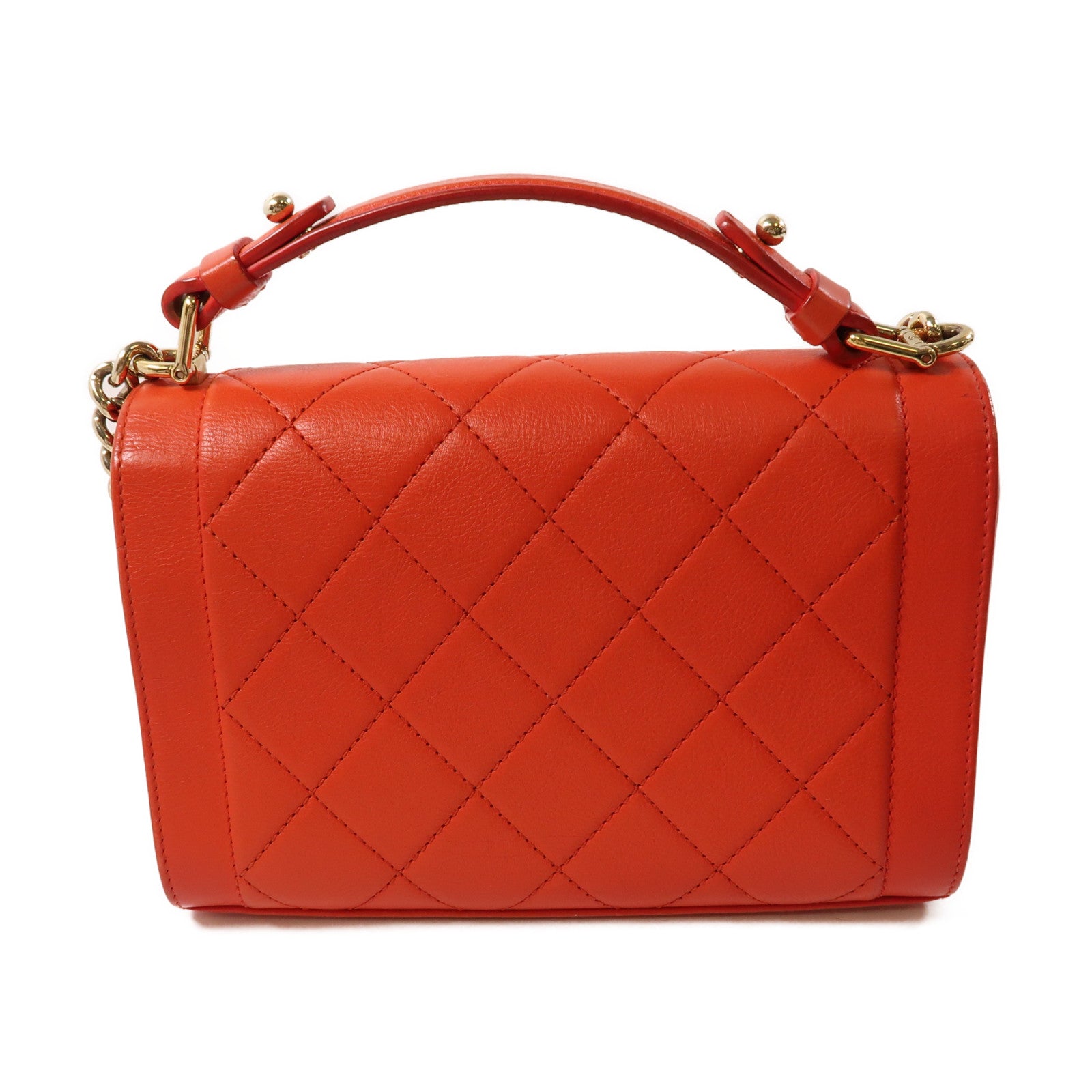 CHANEL 牛皮皮革Shoulder Bag金扣鏈帶手挽肩背兩用袋紅色