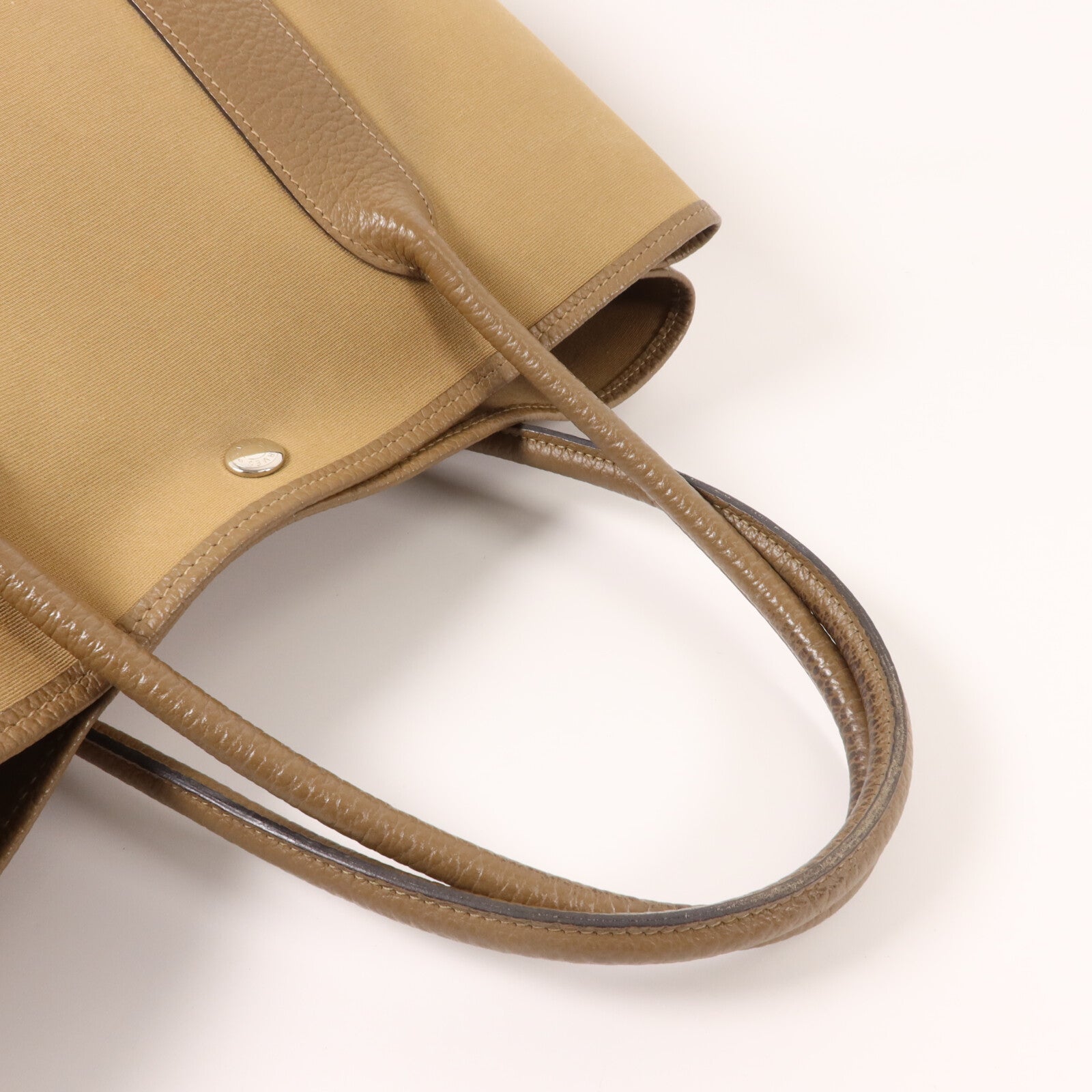 HERMES 帆布/Negonda皮革Garden Party PM手挽袋Etoupe