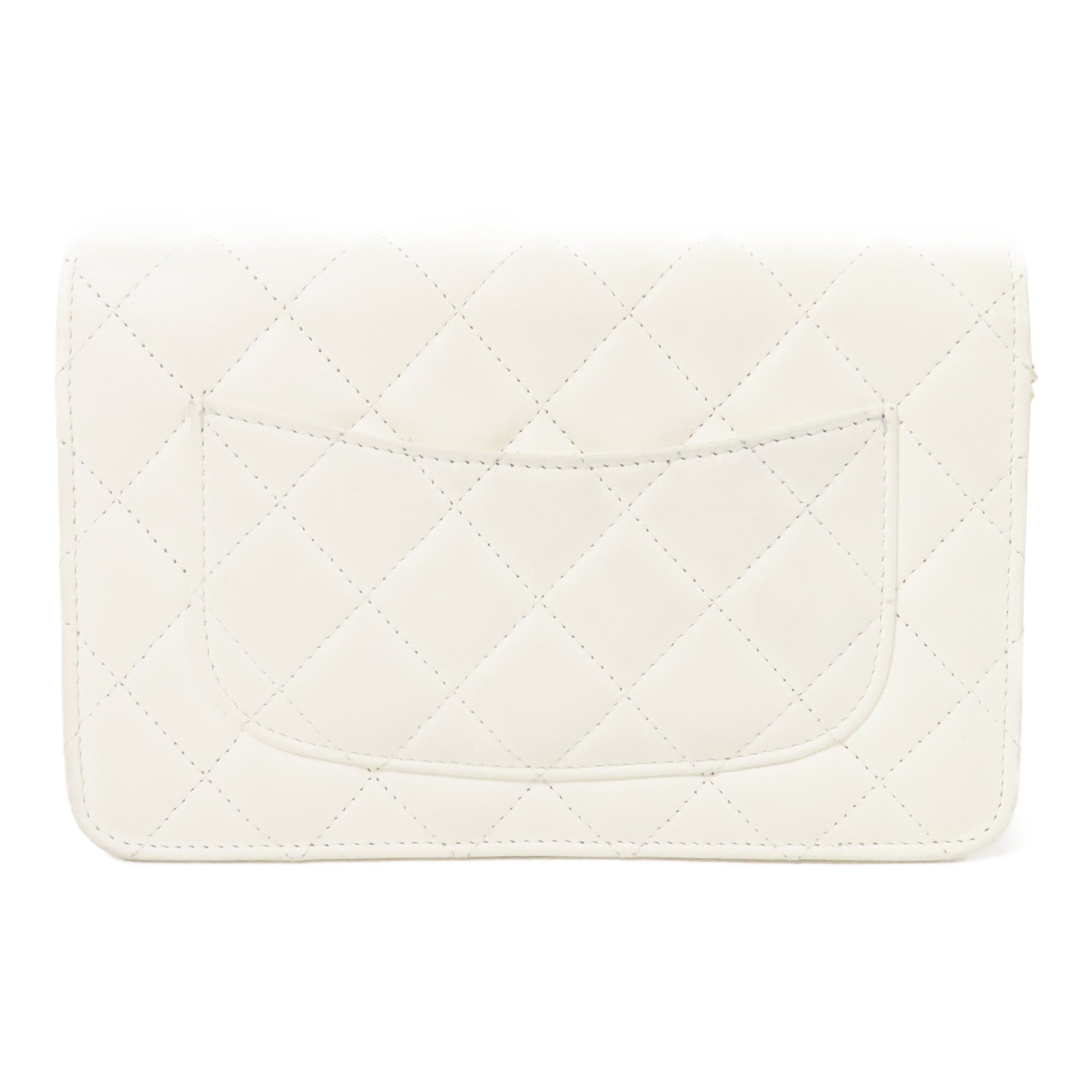 CHANEL 【激減優惠】菱格羊皮皮革WOC Wallet On Chain金扣鏈帶肩背袋白色