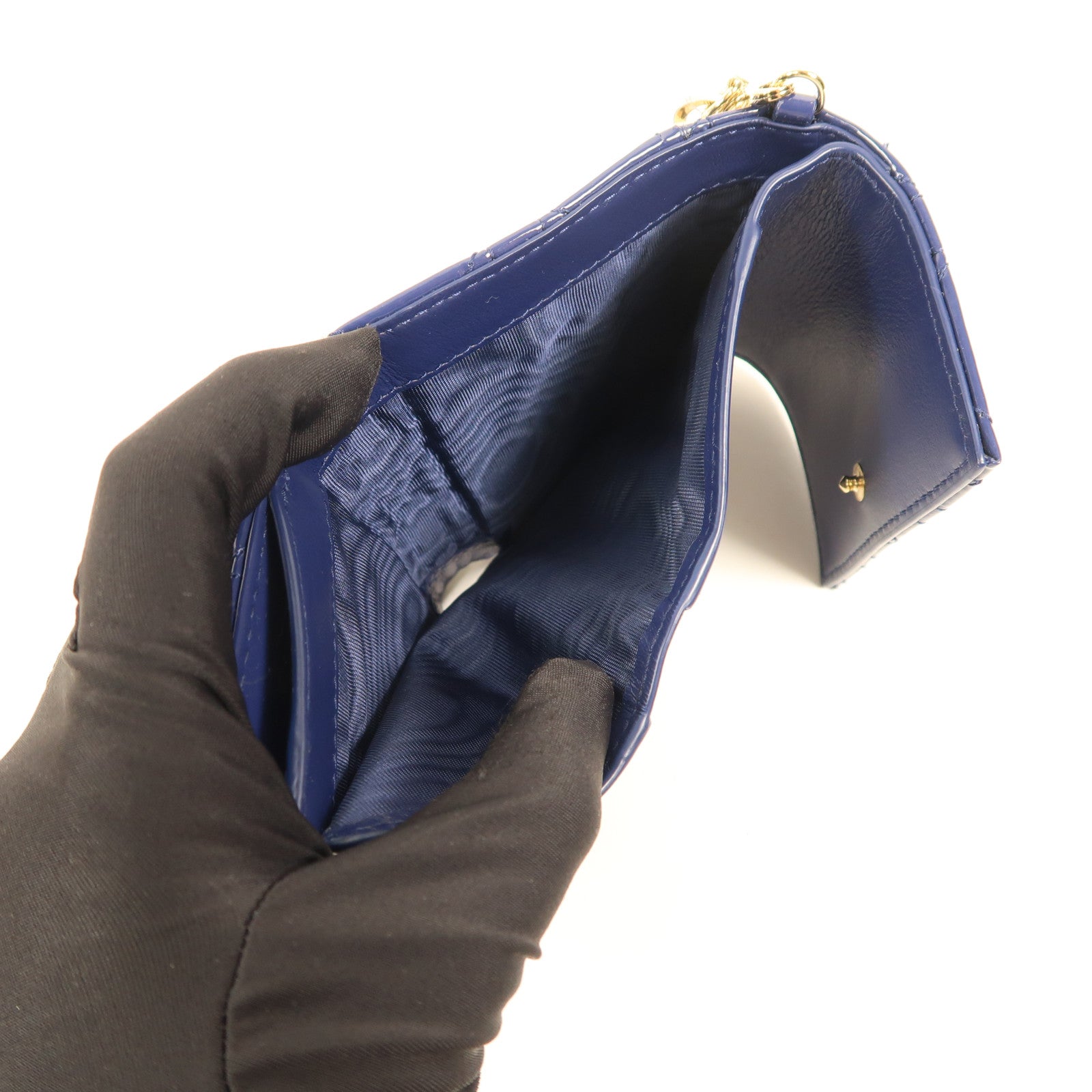 Dior 漆皮皮革Lady Dior Wallet金扣錢包