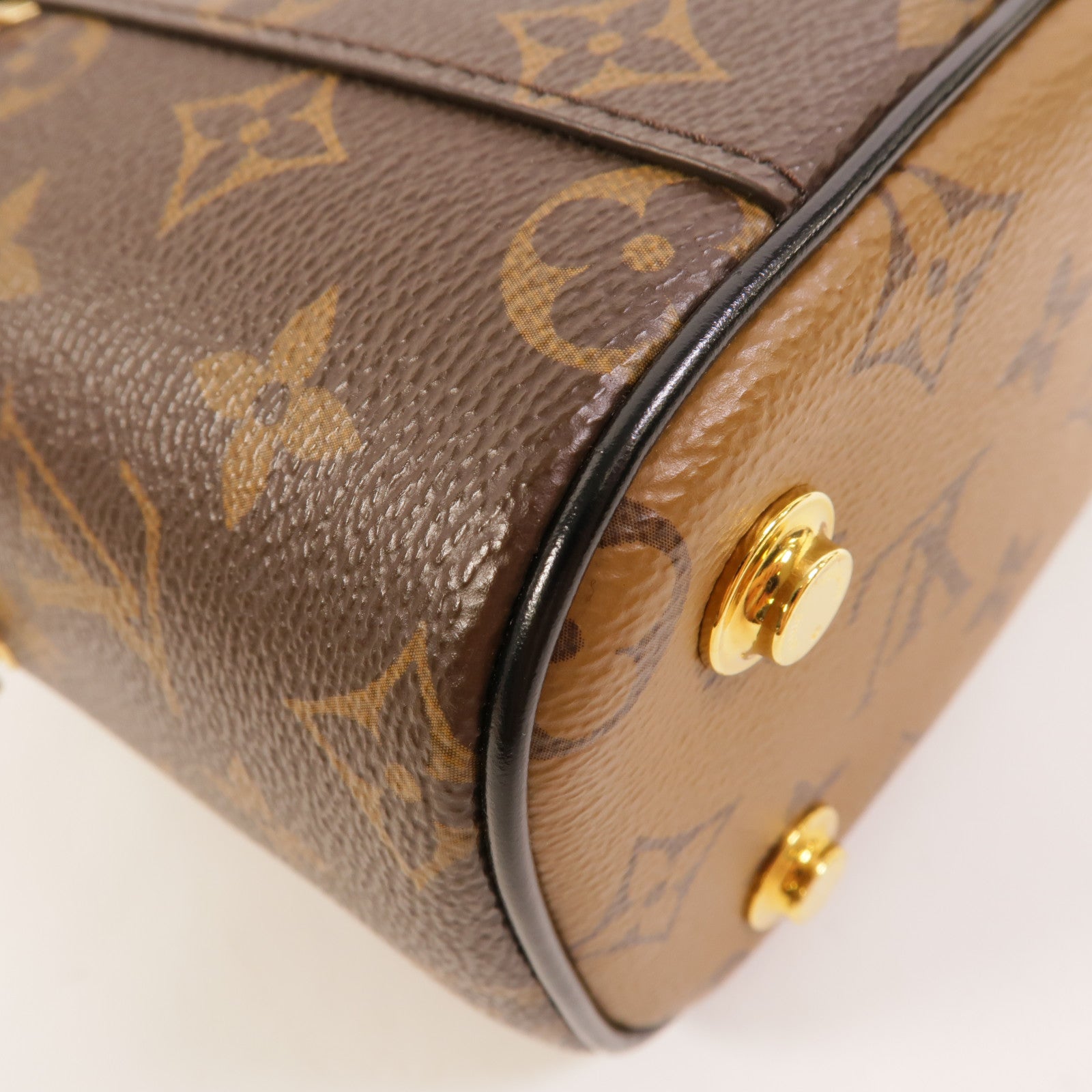 LOUIS VUITTON Monogram Reverse Vanity PM金扣手挽肩背兩用袋棕色