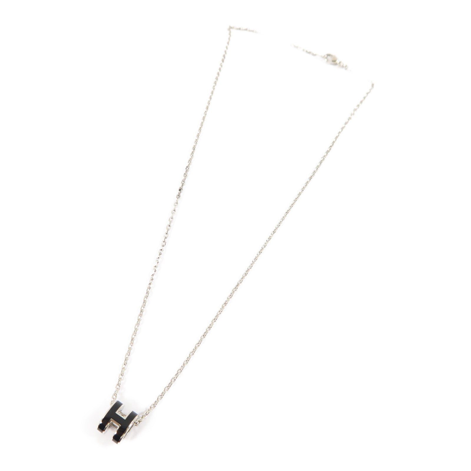 HERMES 金屬Mini Pop H項鍊銀色/黑色