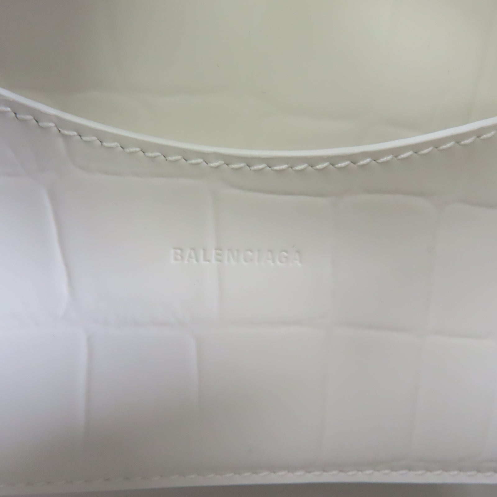 BALENCIAGA 牛皮皮革Neoclassical Mini銀扣手挽肩背兩用袋白色
