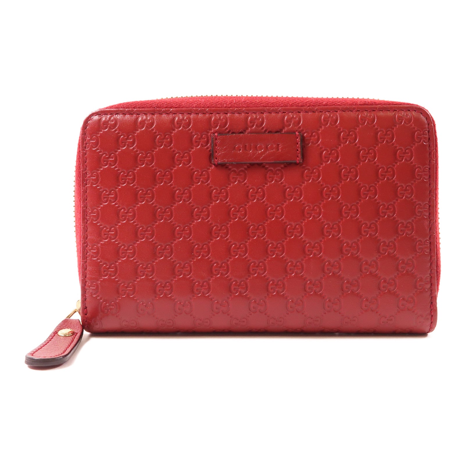 GUCCI GG GHW Wallet Calfskin Leather Red