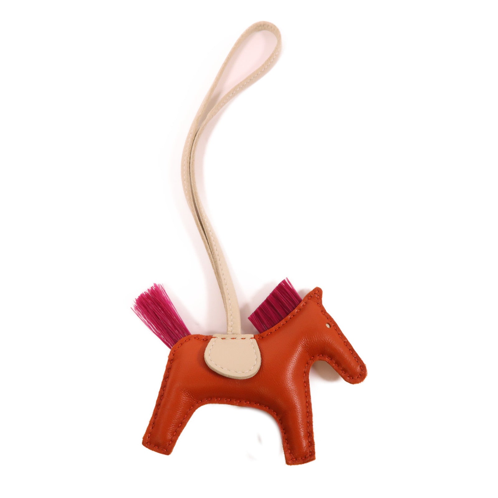 HERMES Milo皮革Rodeo PM掛飾Orange/Pink