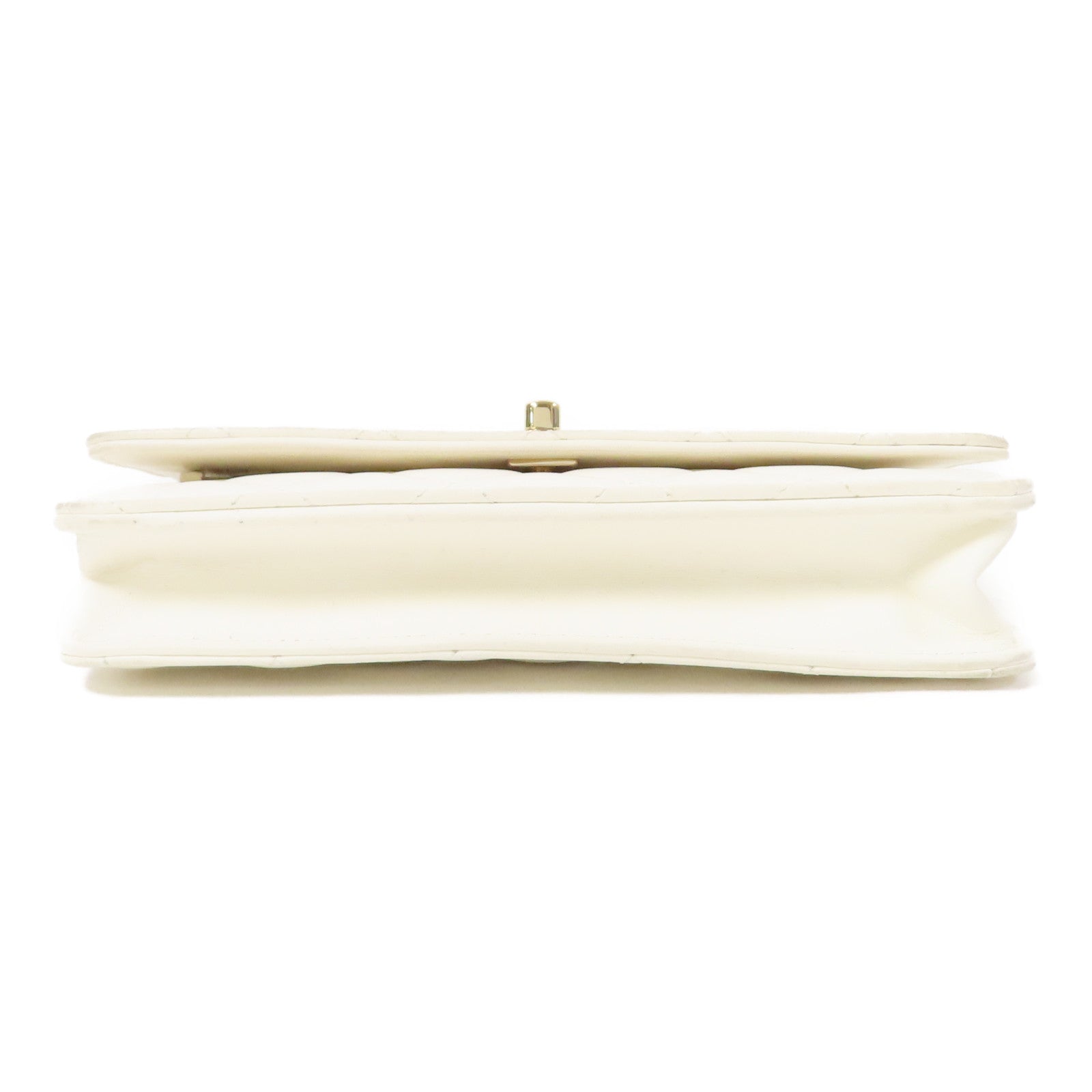 CHANEL 【激減優惠】菱格羊皮皮革WOC Wallet On Chain金扣鏈帶肩背袋白色