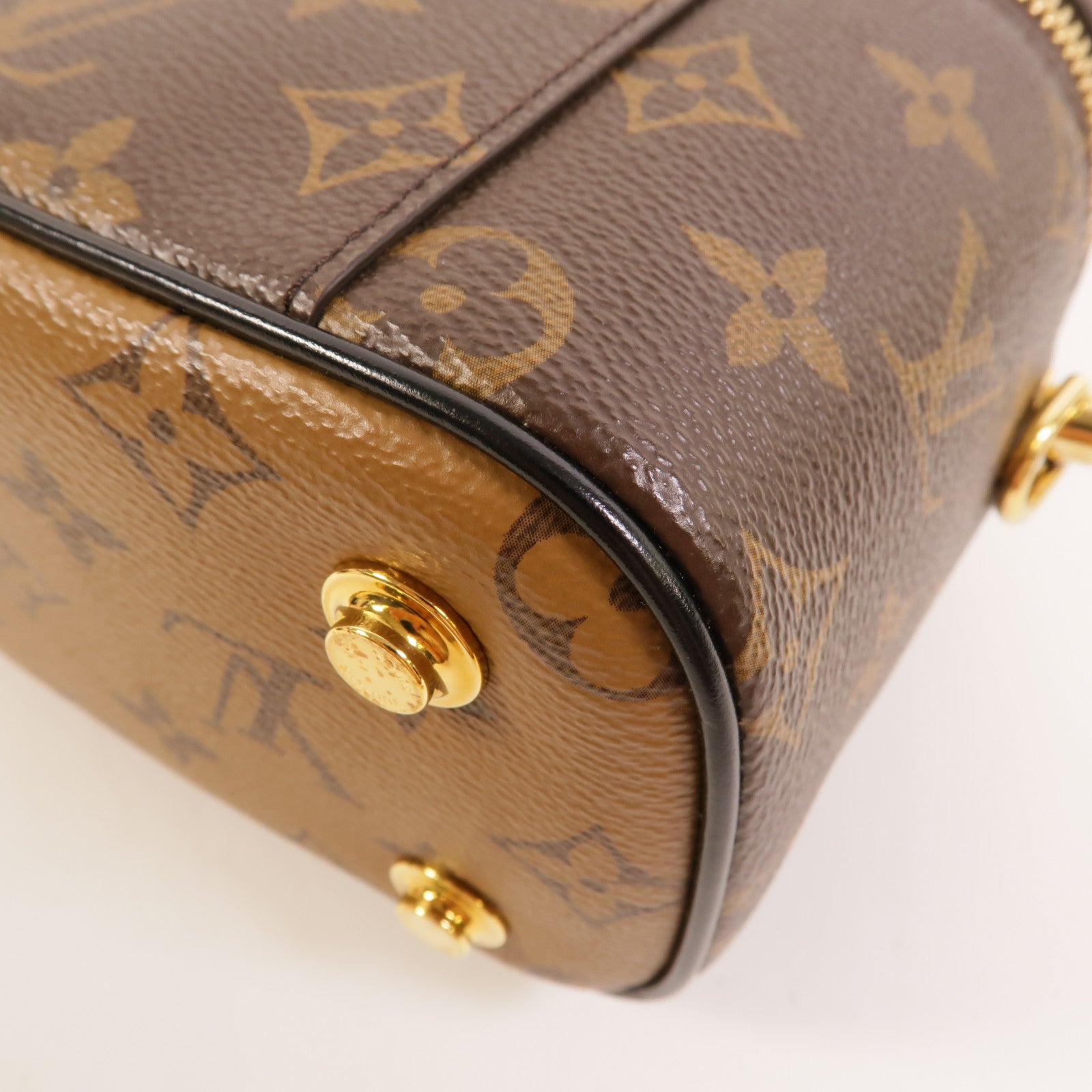 LOUIS VUITTON Monogram Reverse Vanity PM金扣手挽肩背兩用袋棕色