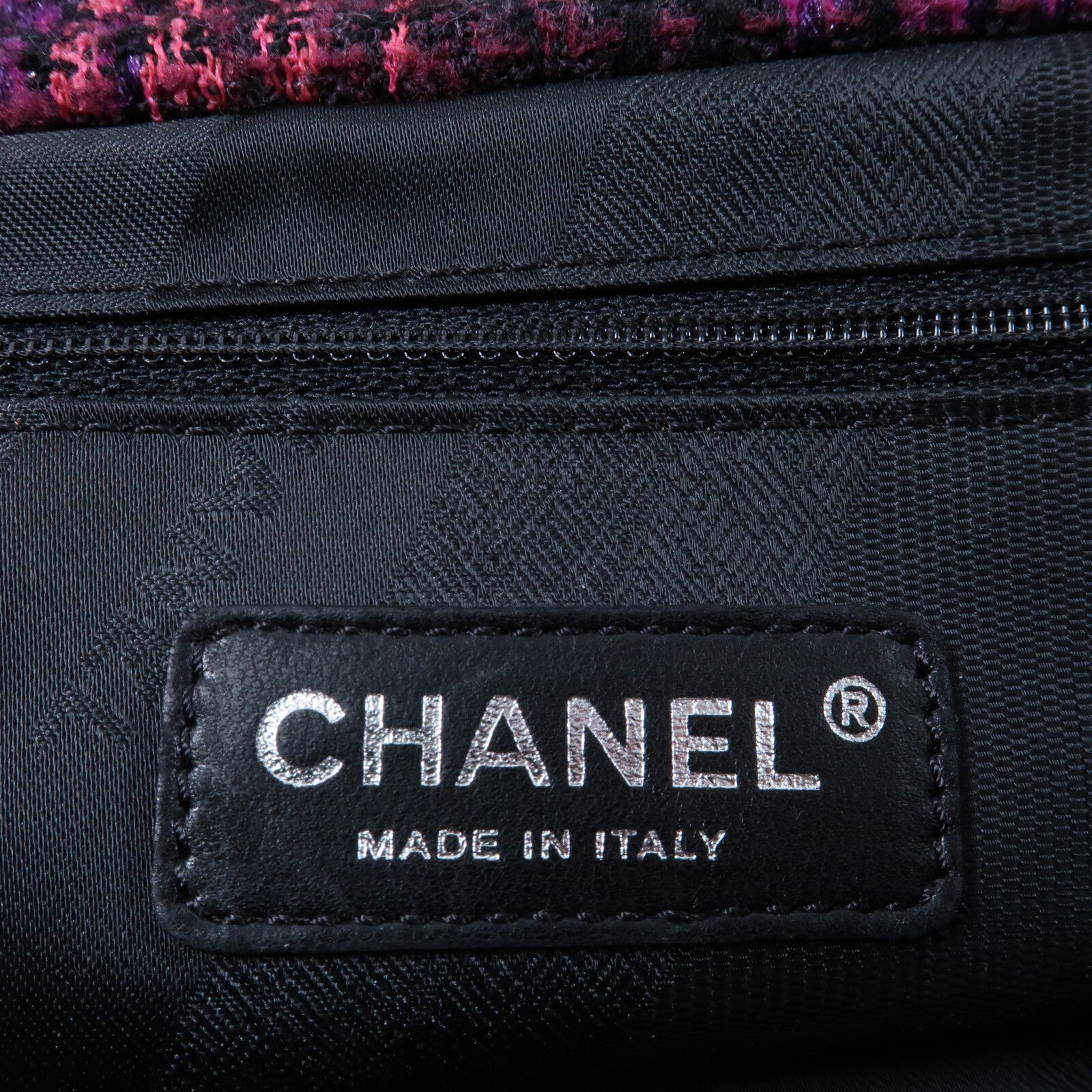 CHANEL 牛皮皮革/Tweed Portobello Tote銀扣鏈帶手挽肩背兩用袋