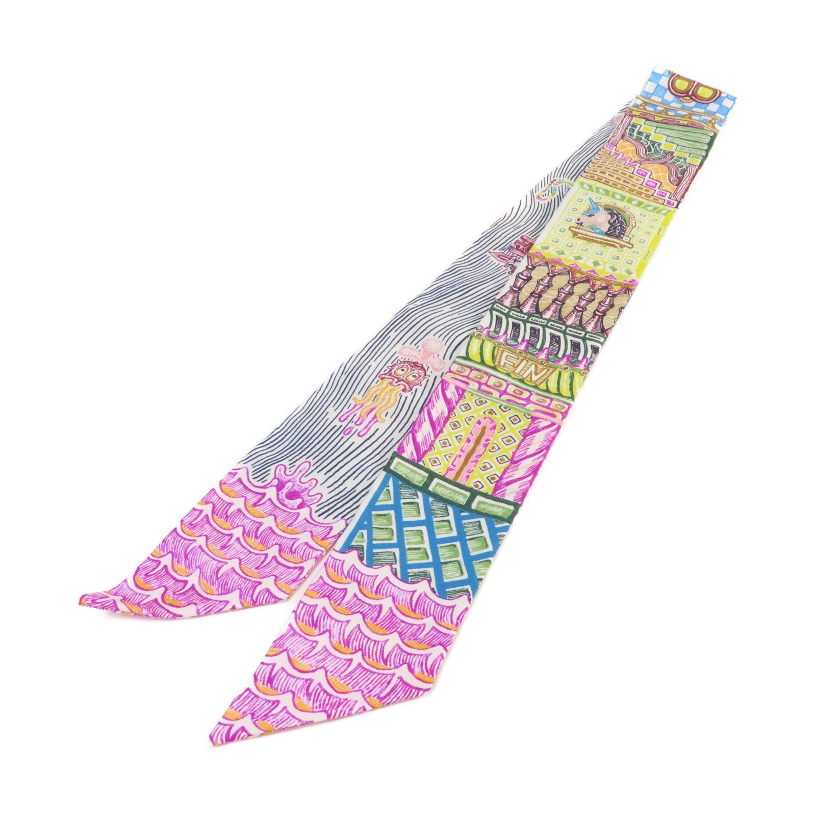 HERMES 【激減優惠】絲質Twilly Scarf絲巾黃色/紫色/彩色