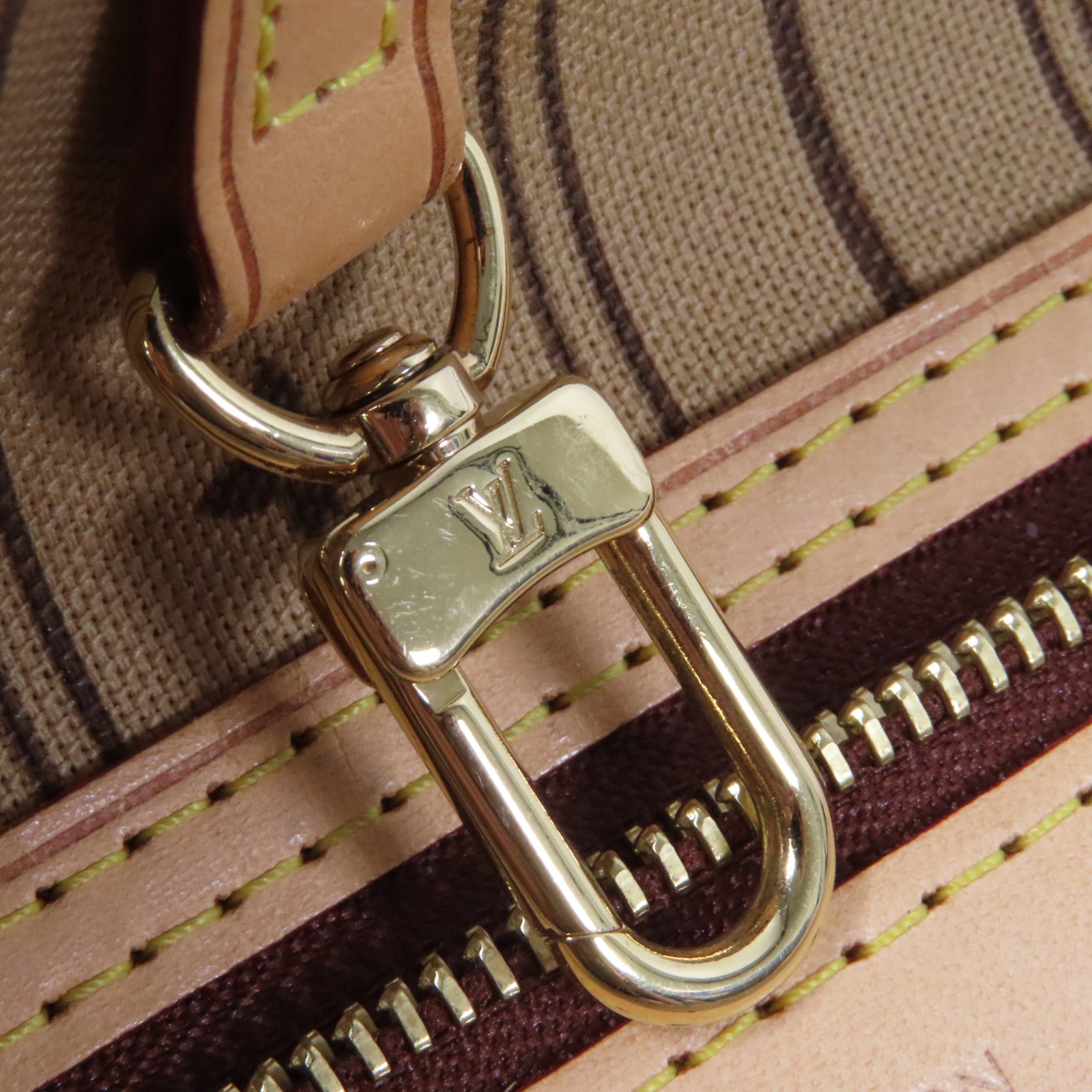 LOUIS VUITTON Monogram Neverfull GM金扣手挽袋啡色