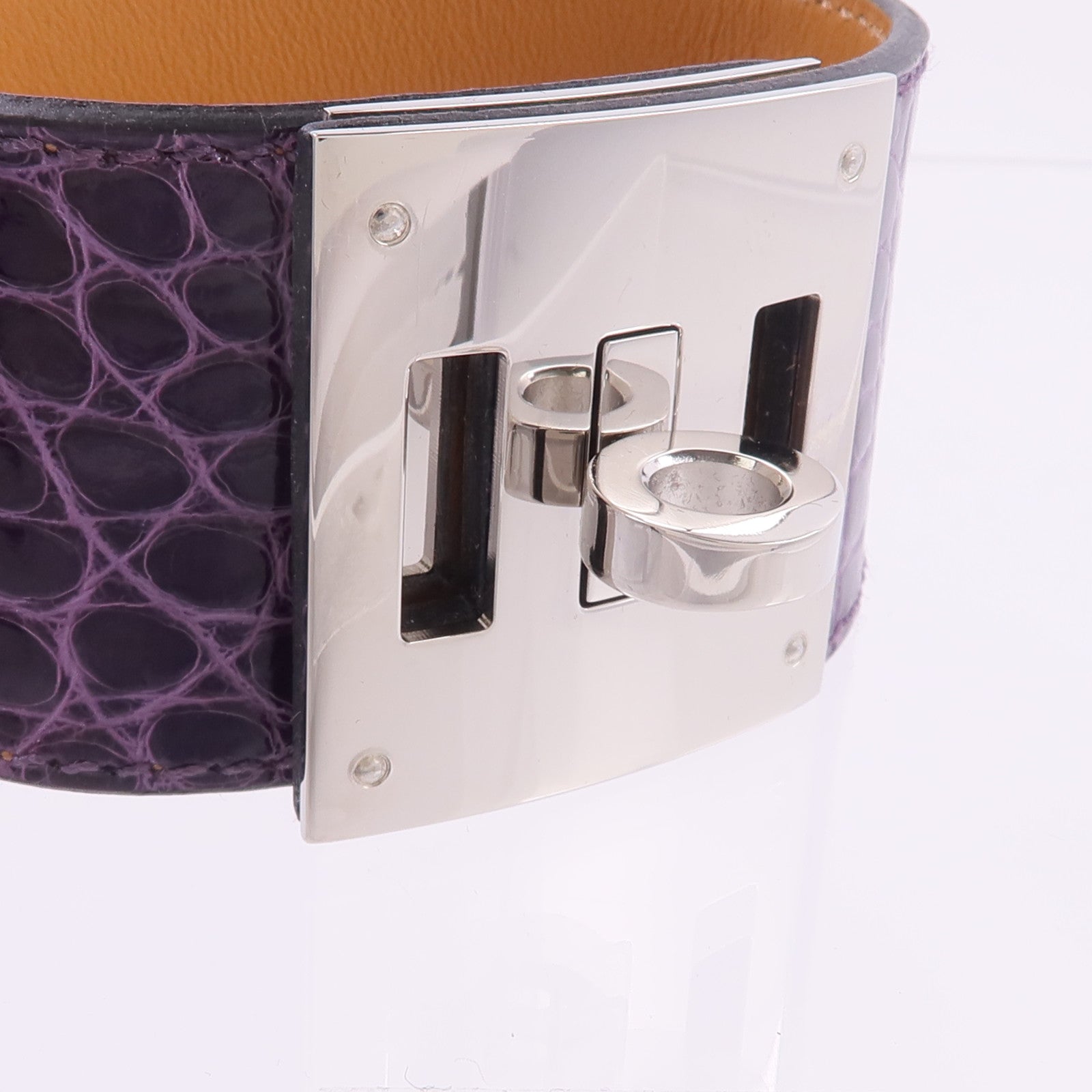 HERMES 【激減優惠】鱷魚皮革Kelly Dog手鐲Amethyst