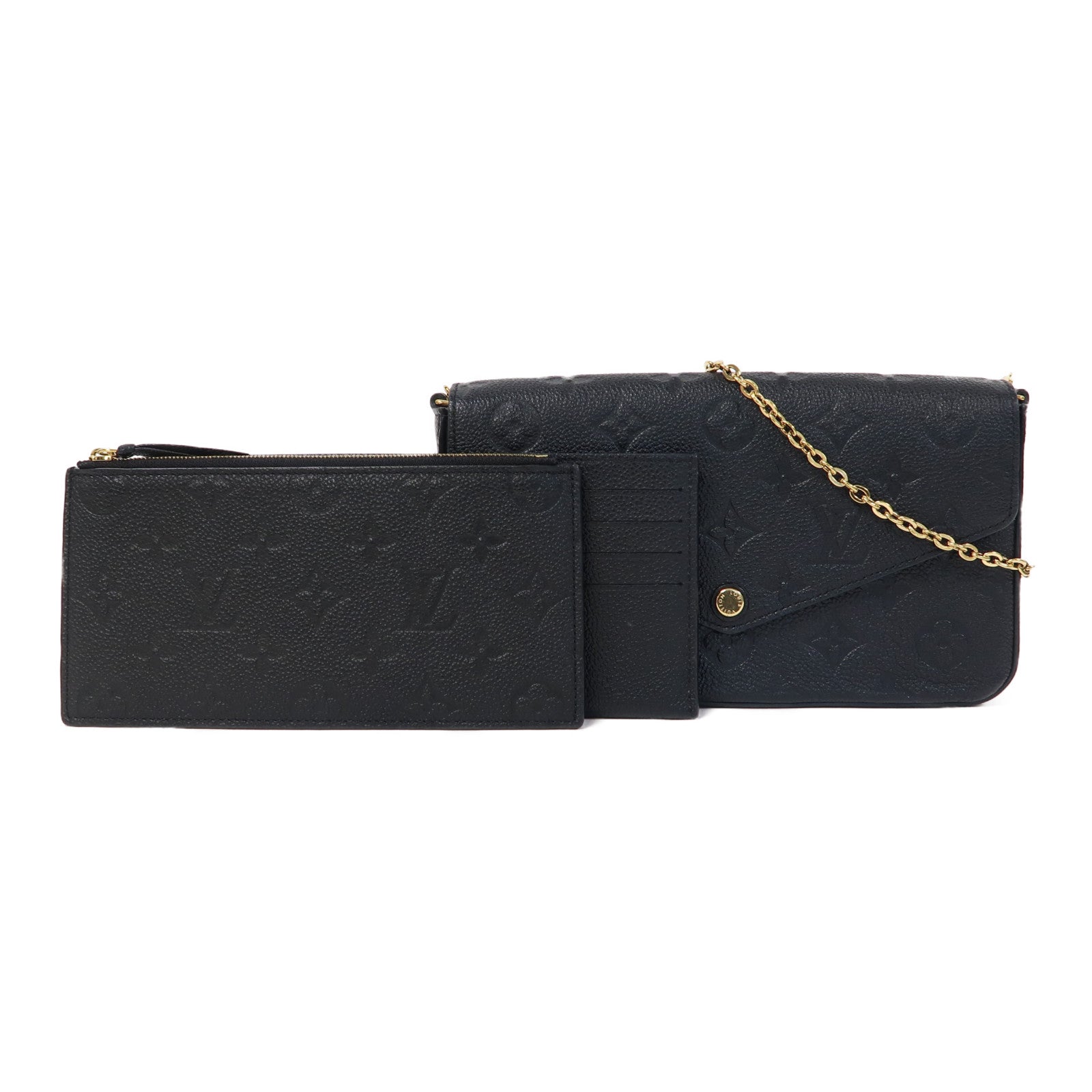 LOUIS VUITTON Monogram Empreinte Felicie Pochette金扣鏈帶肩背袋黑色