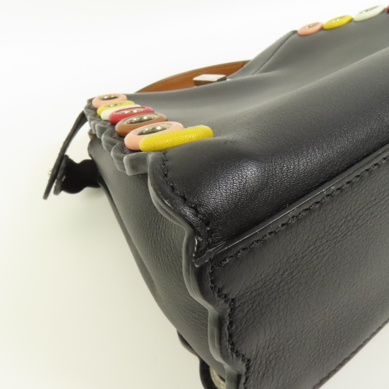 FENDI 牛皮皮革Mini Peekaboo銀扣手挽肩背兩用袋