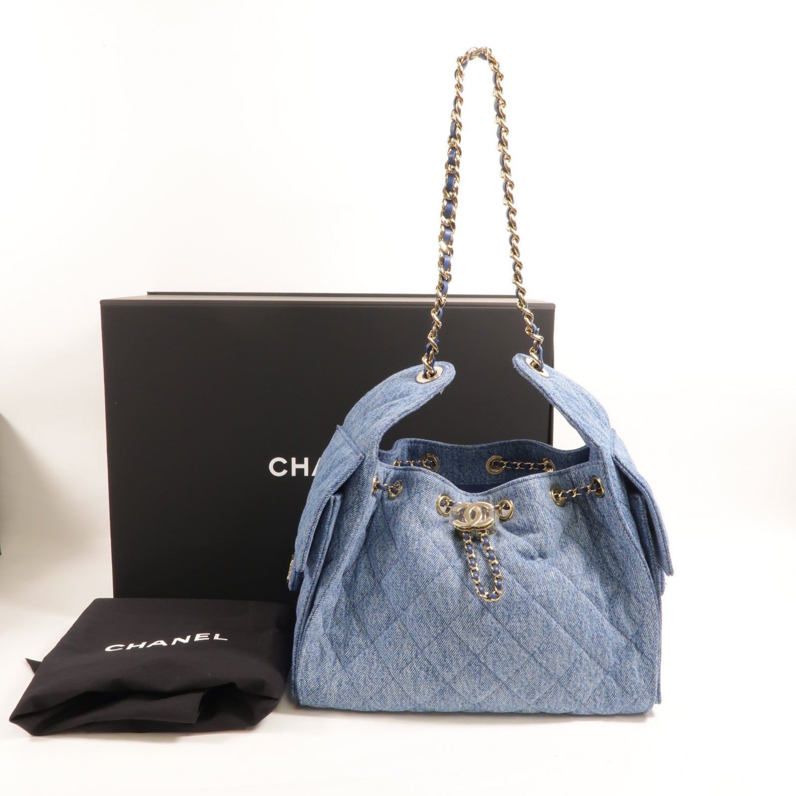 CHANEL 牛仔布Chanel 25 Small鏈帶肩背袋