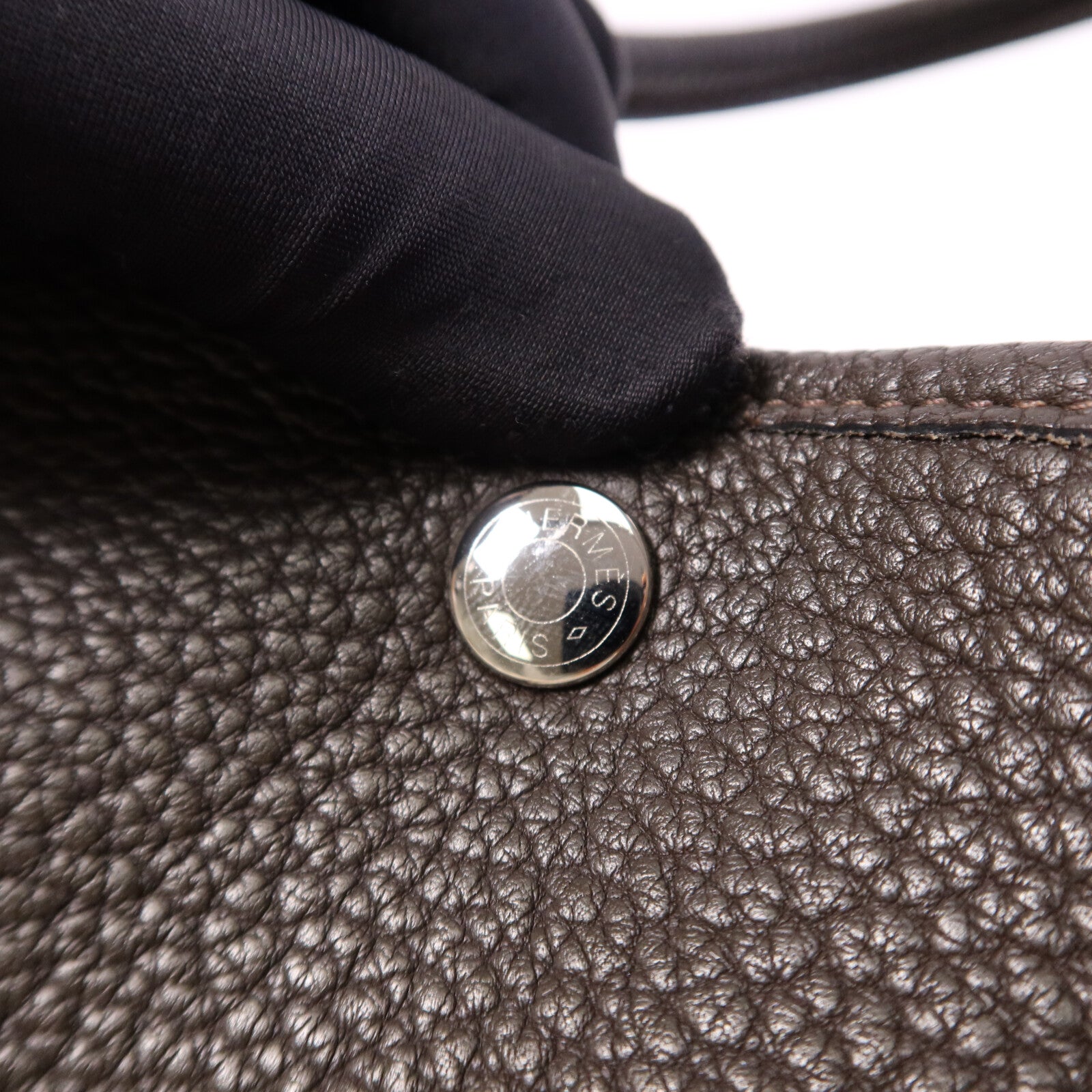 HERMES Negonda皮革GardenParty PM銀扣手挽袋Chocolat