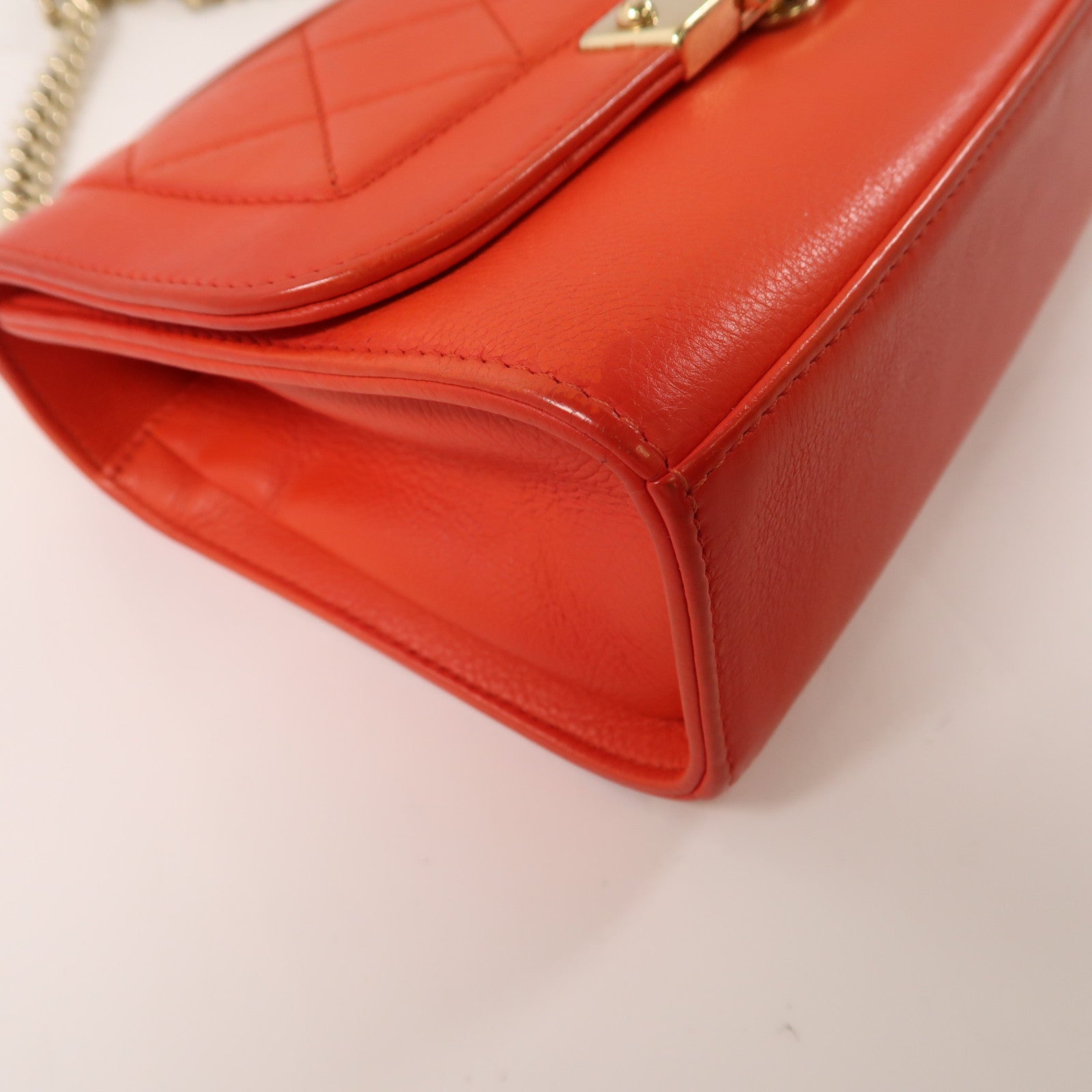 CHANEL 牛皮皮革Shoulder Bag金扣鏈帶手挽肩背兩用袋紅色
