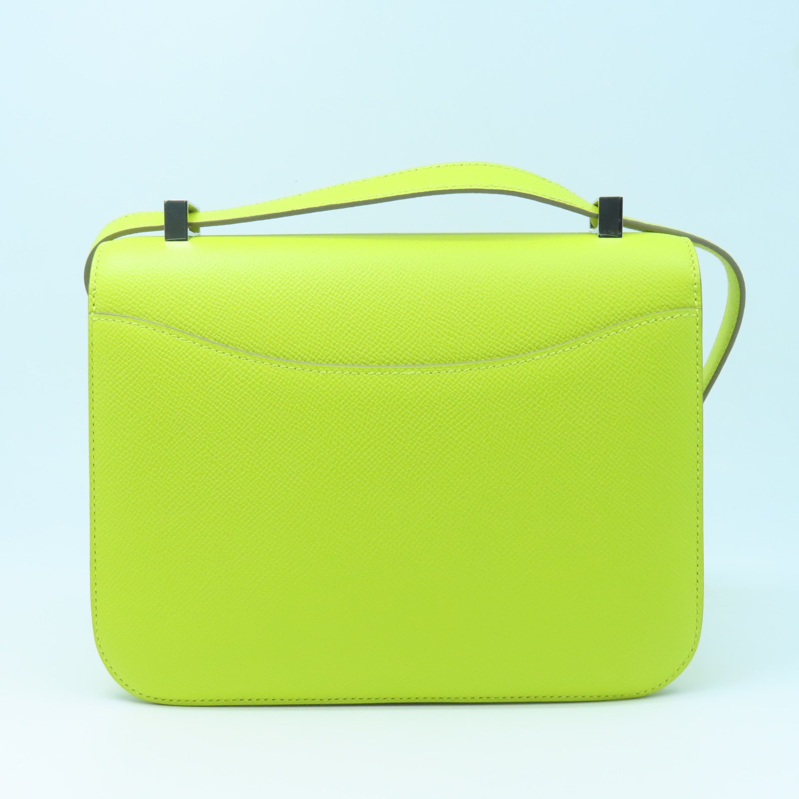 HERMES Epsom leather Constance 24 silver buckle handle shoulder shoulder bag lime yellow