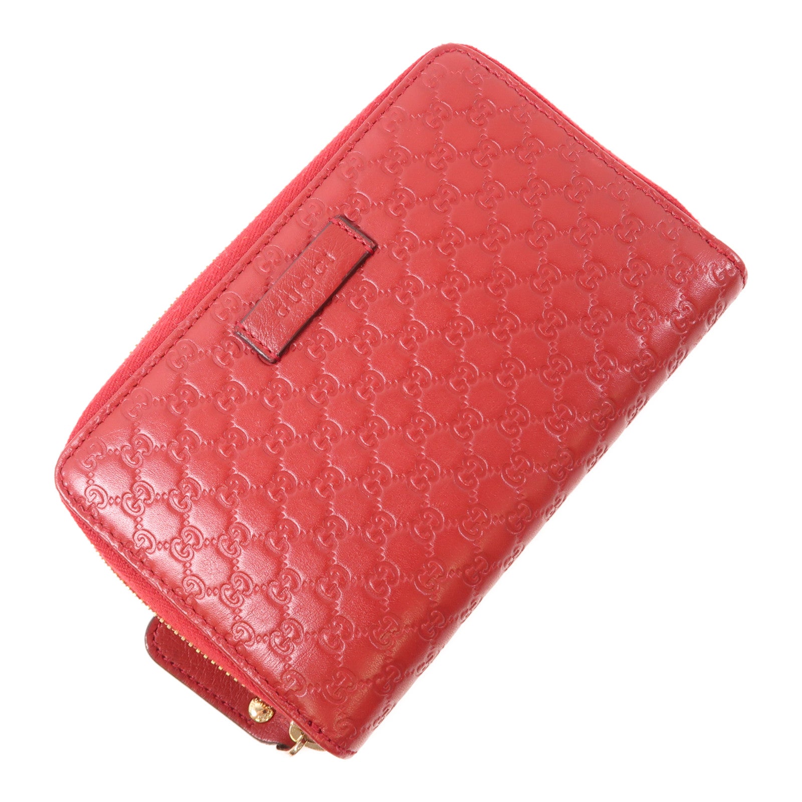GUCCI GG GHW Wallet Calfskin Leather Red