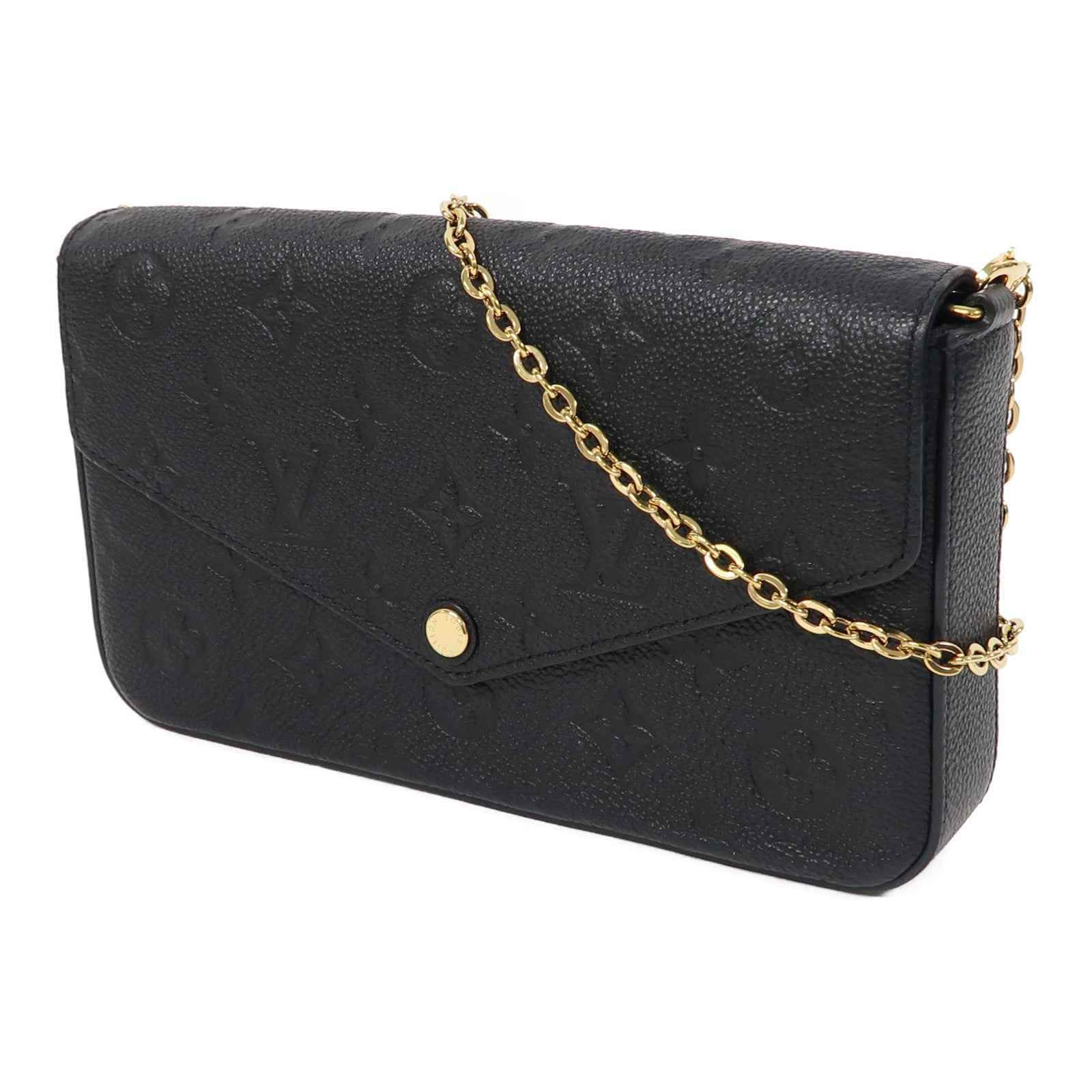LOUIS VUITTON Monogram Empreinte Felicie Pochette金扣鏈帶肩背袋黑色