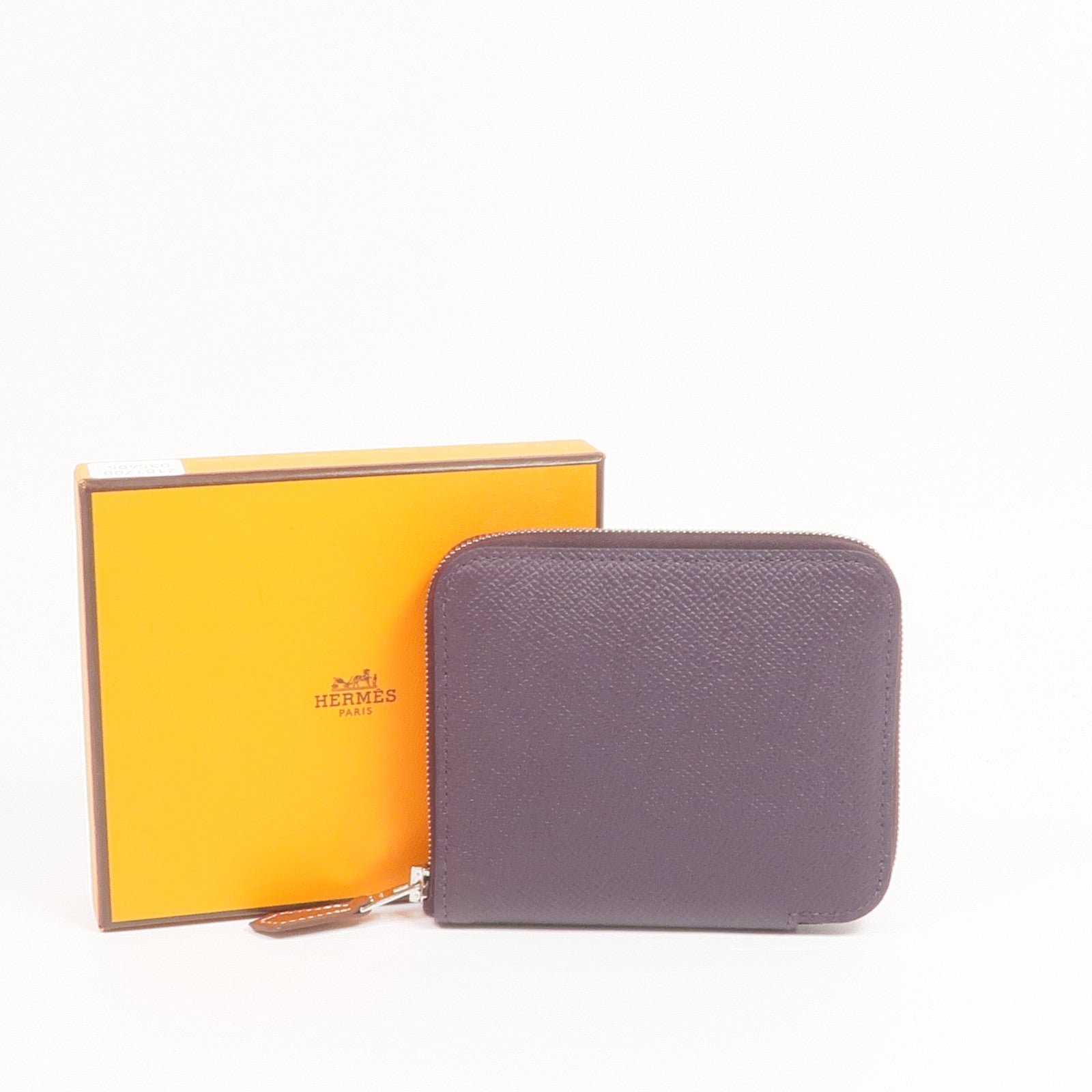 HERMES Epsom皮革Silk'In Compact Wallet銀扣錢包Cassis