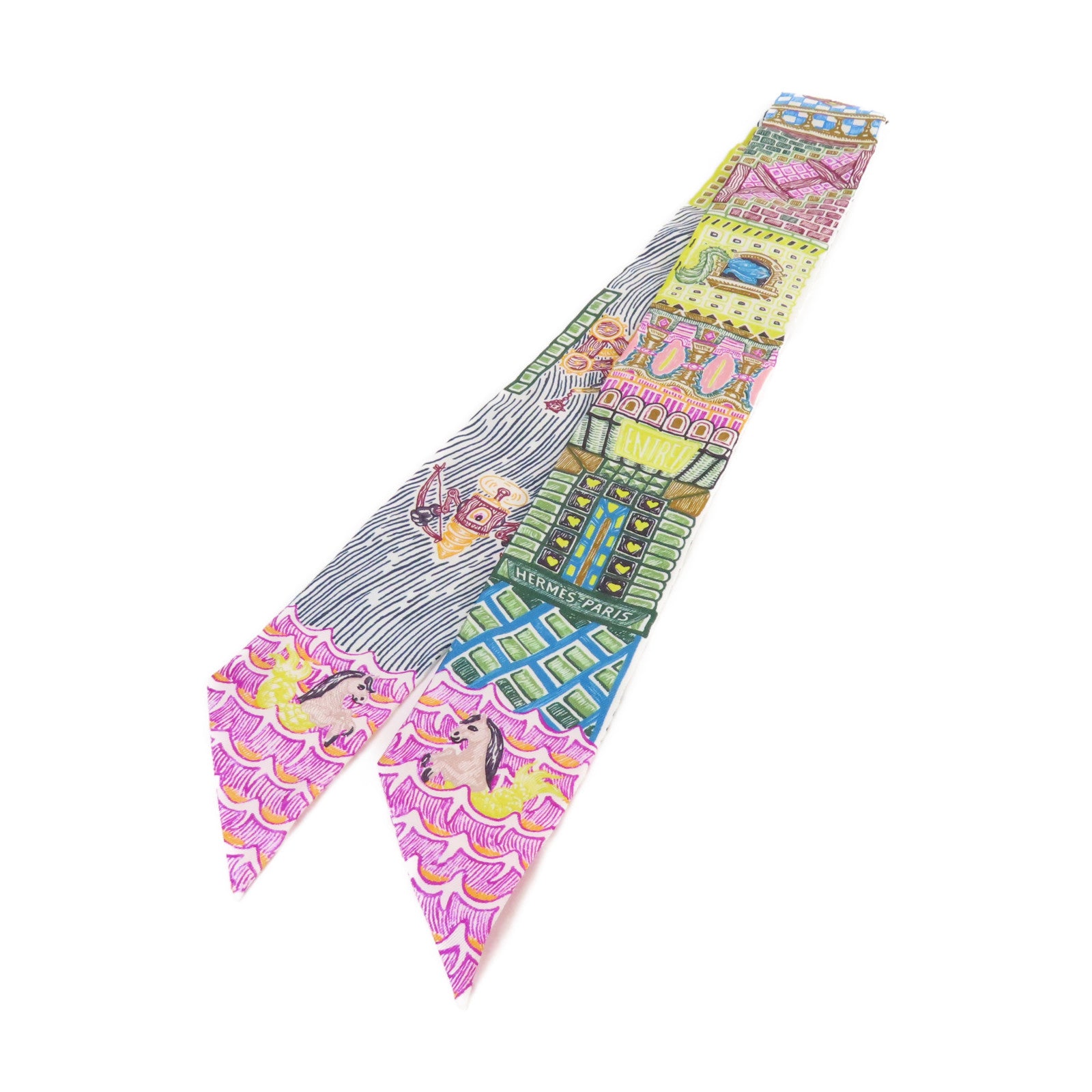 HERMES 【激減優惠】絲質Twilly Scarf絲巾黃色/紫色/彩色