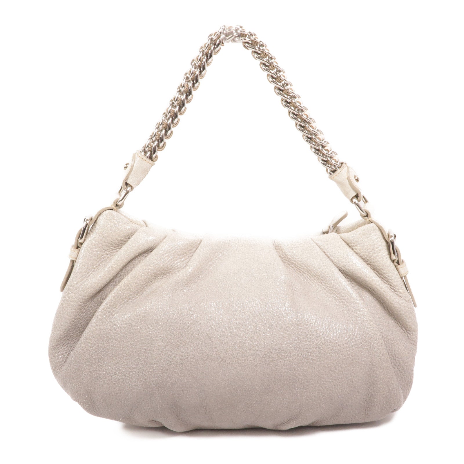 PRADA 牛皮皮革Chain Shoulder銀扣鏈帶肩背袋