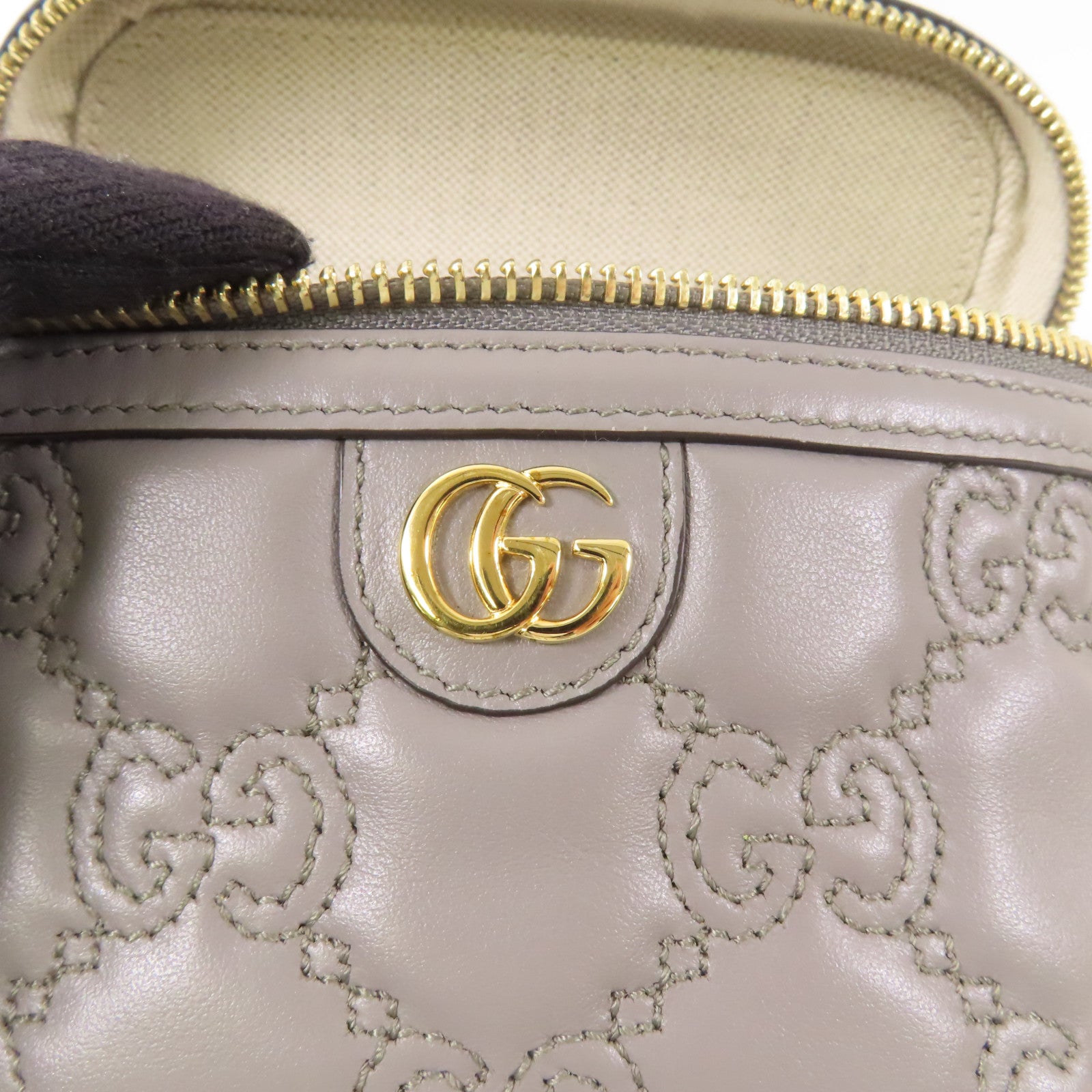 GUCCI 皮革Matelasse Top Handle Mini鏈帶肩背袋