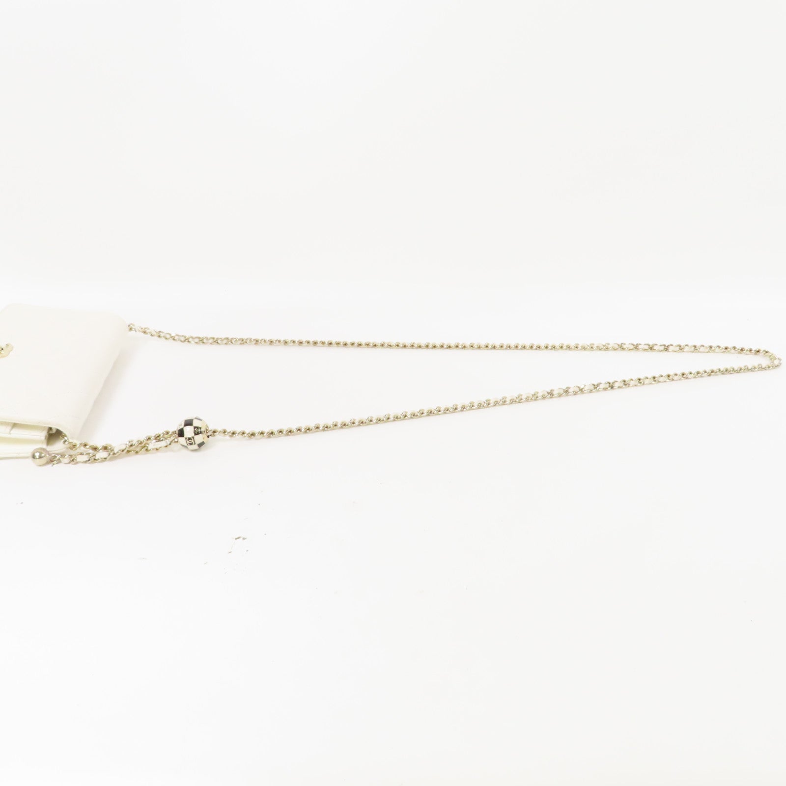 CHANEL 【激減優惠】菱格羊皮皮革WOC Wallet On Chain金扣鏈帶肩背袋白色