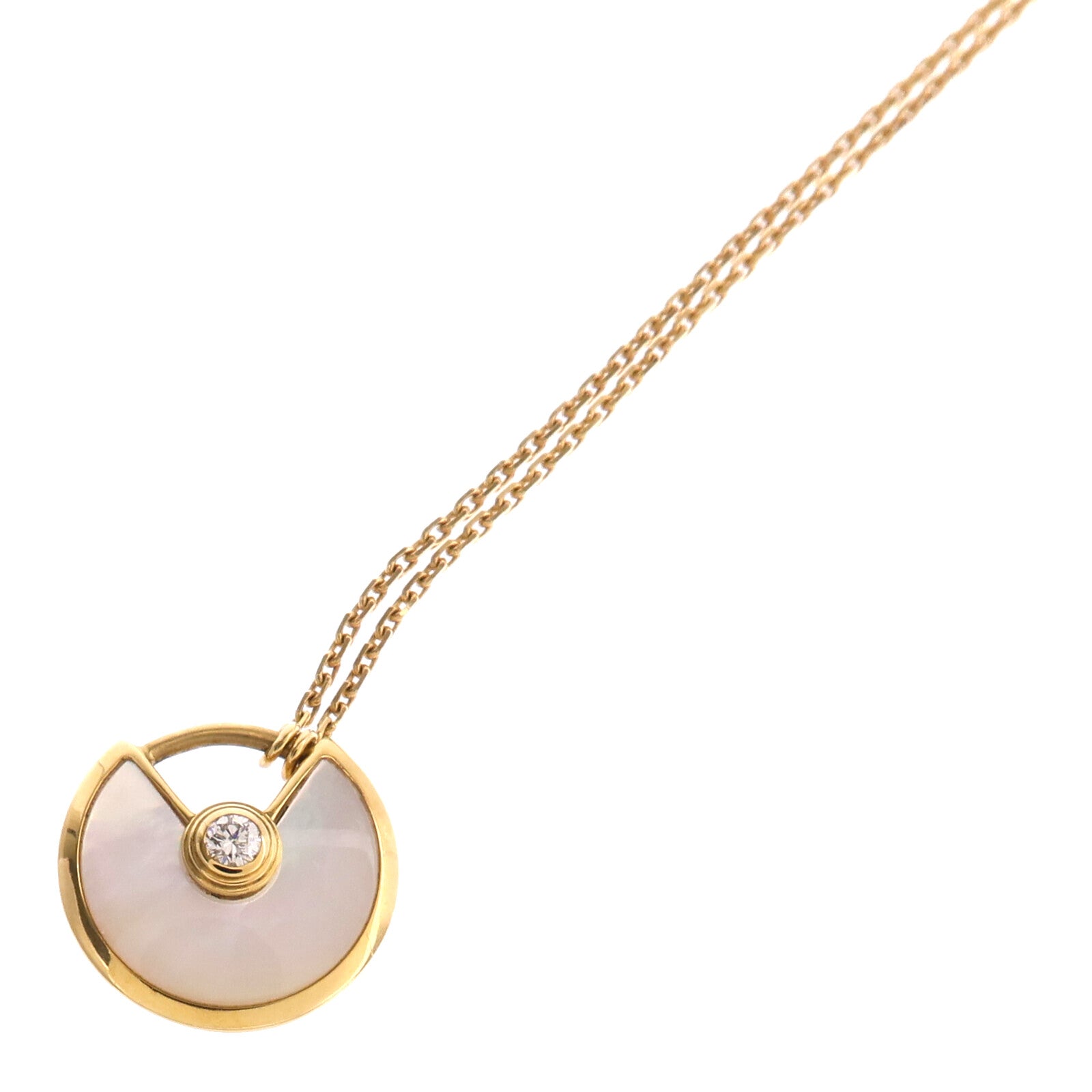 CARTIER 18K黃金Amulette de Cartier Necklace珍珠母貝/鑽石項鍊