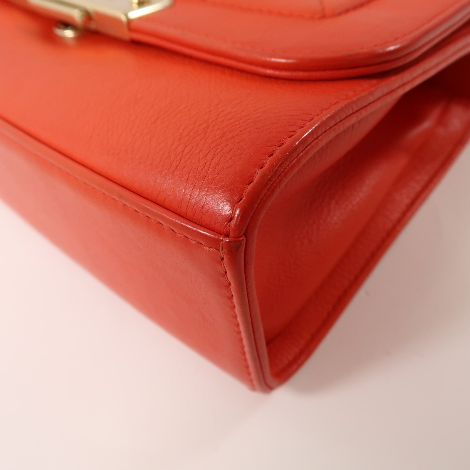 CHANEL 牛皮皮革Shoulder Bag金扣鏈帶手挽肩背兩用袋紅色