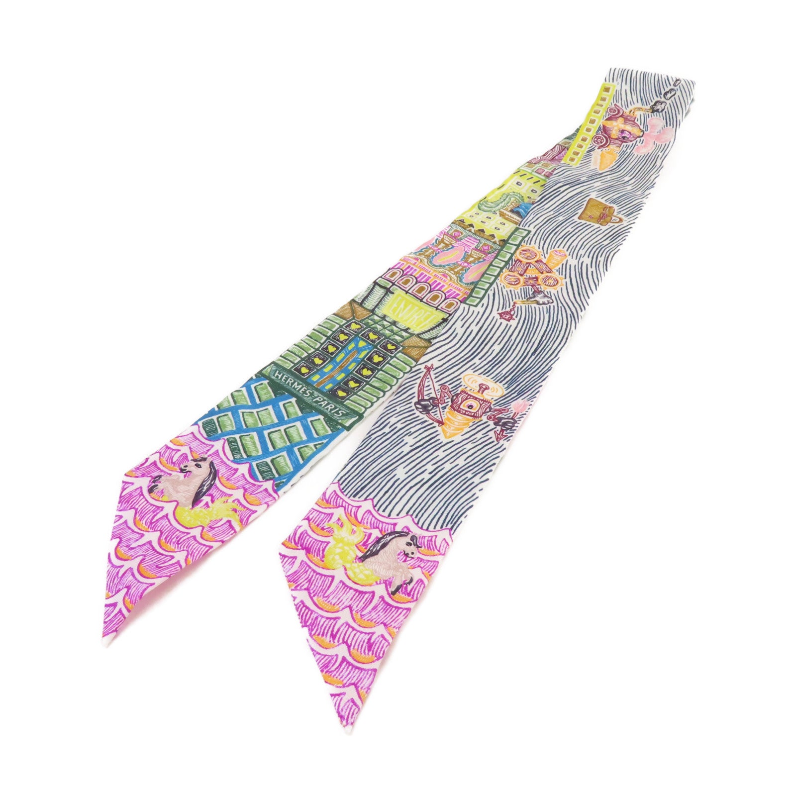 HERMES 【激減優惠】絲質Twilly Scarf絲巾黃色/紫色/彩色
