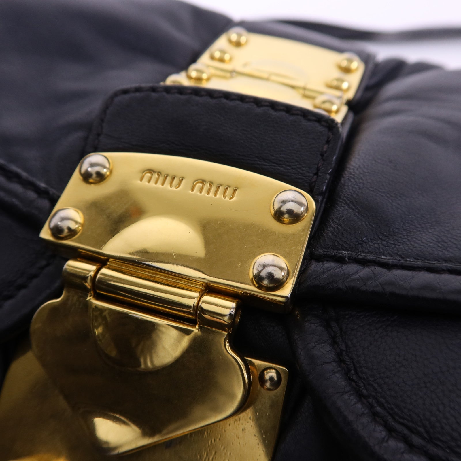 Miu Miu 羊皮皮革2 Way Shoulder Bag金扣手挽肩背兩用袋