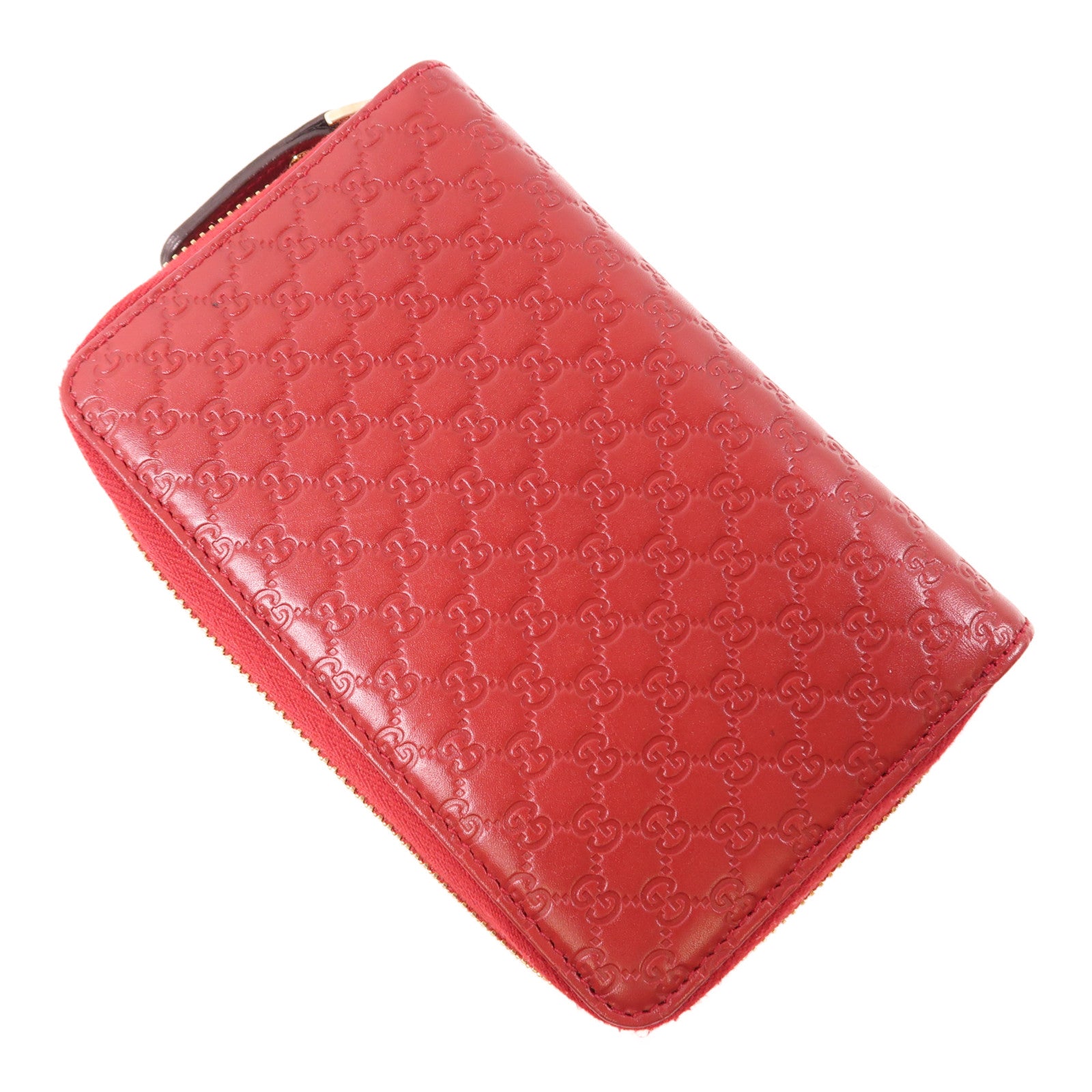 GUCCI GG GHW Wallet Calfskin Leather Red