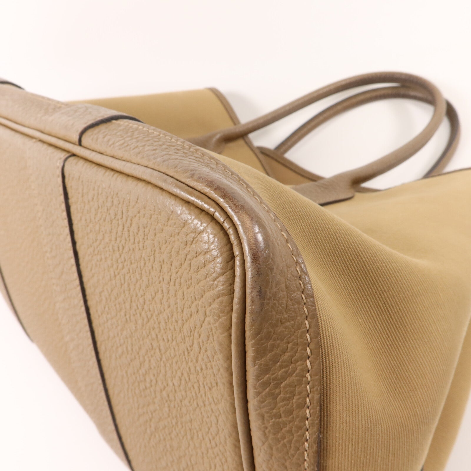 HERMES 帆布/Negonda皮革Garden Party PM手挽袋Etoupe